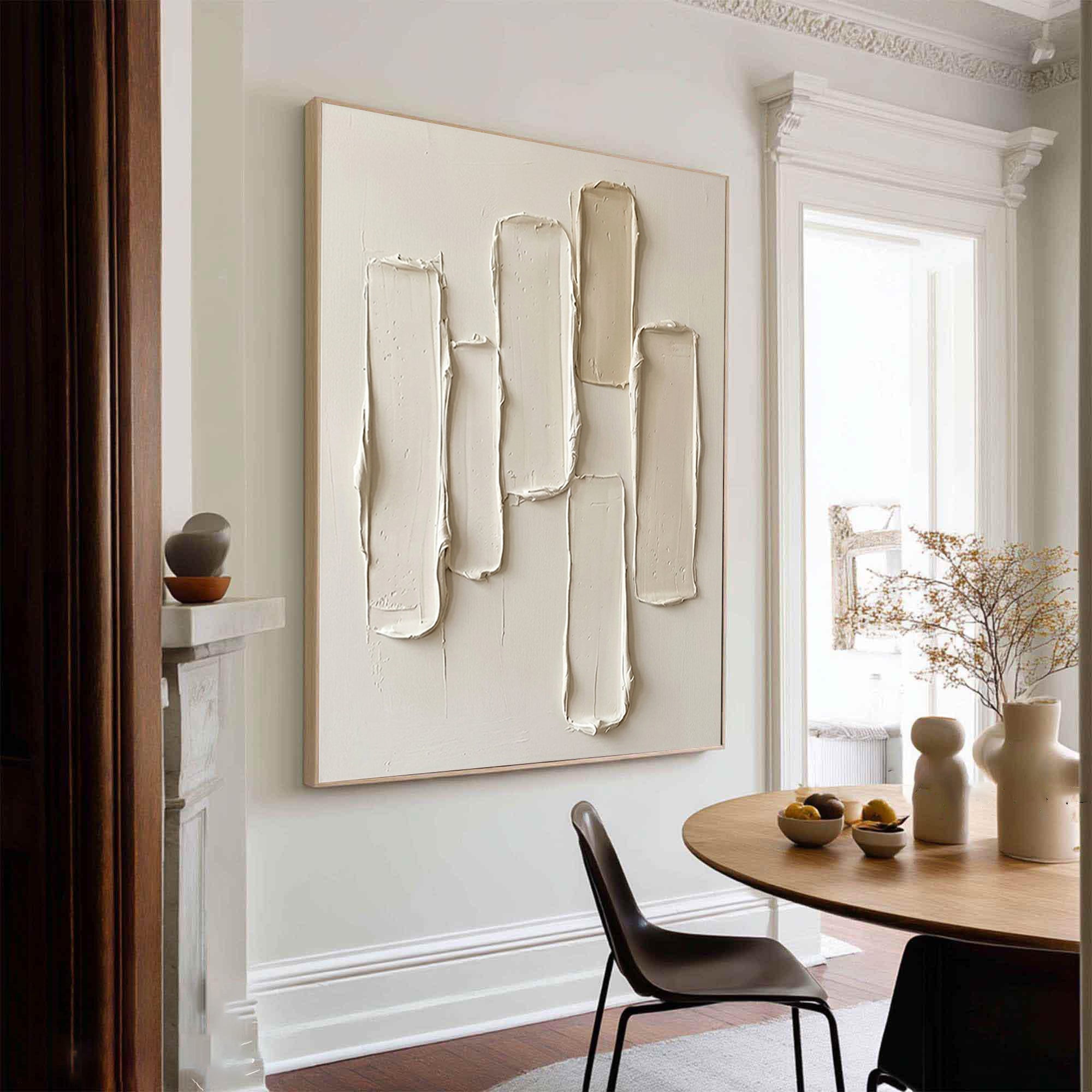 Large Cream Abstract Texture Painting Modern Neutral Wall Art 