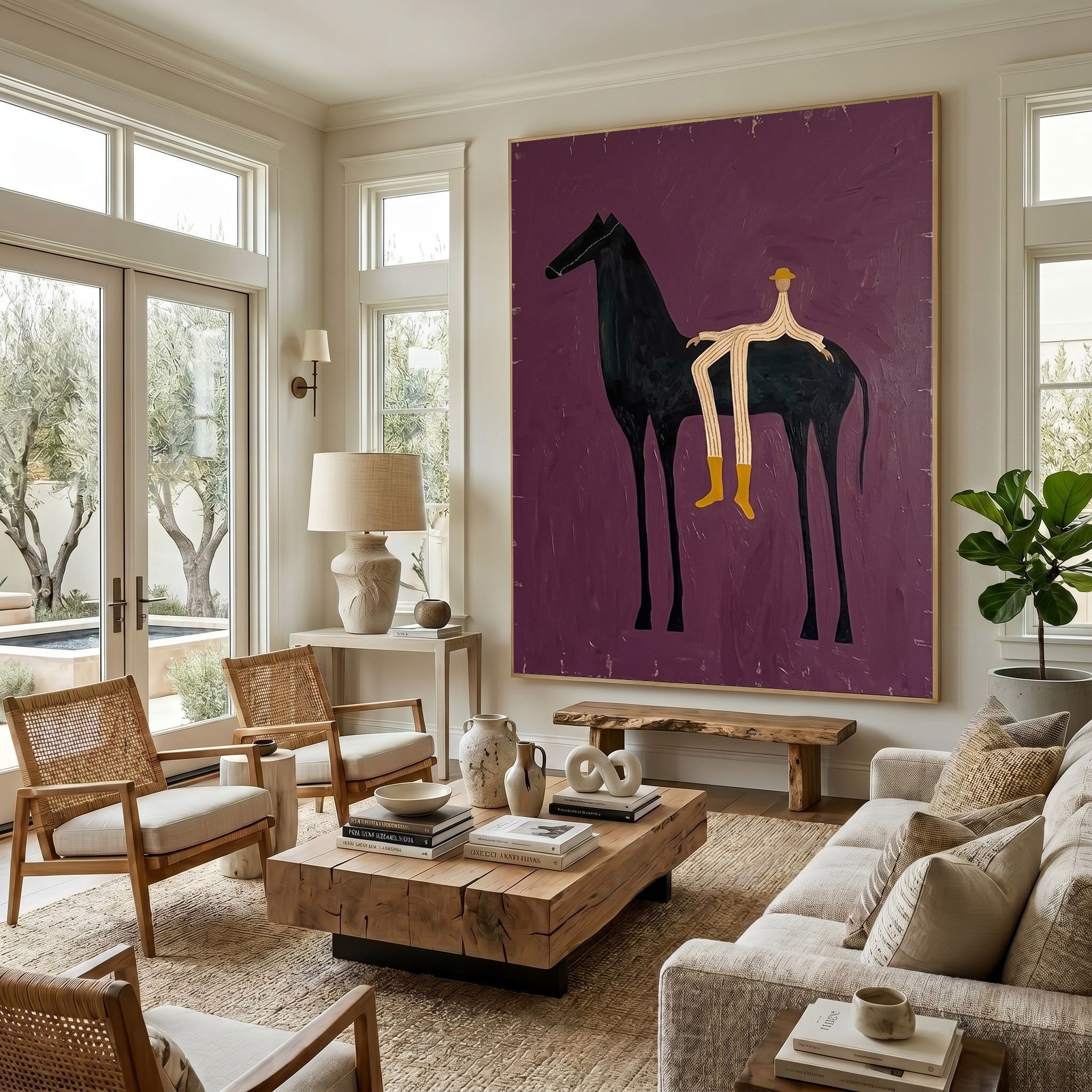 Large Cowboy Horse Wall Art Contemporary Western Figurative Painting