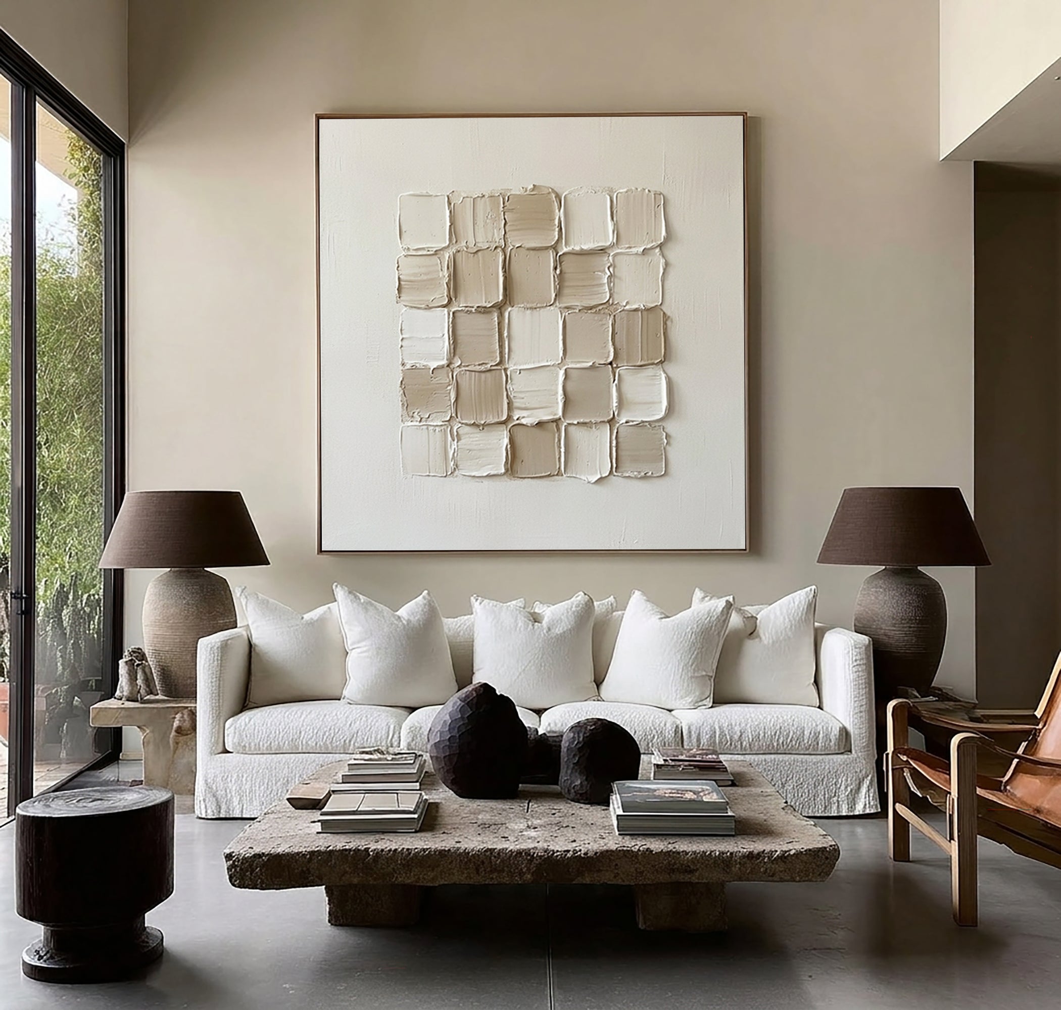 Large Organic Relief Composition Wall Art Neutral Contemporary Texture Painting 