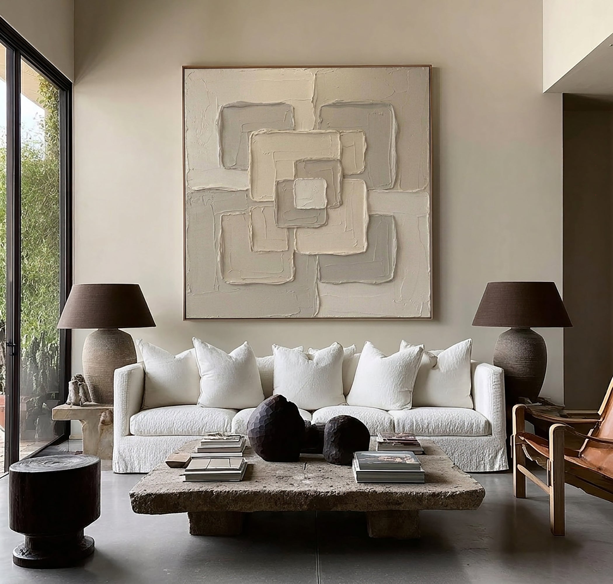 Large Interwoven Forms Wall Art Neutral Textured Relief Painting 