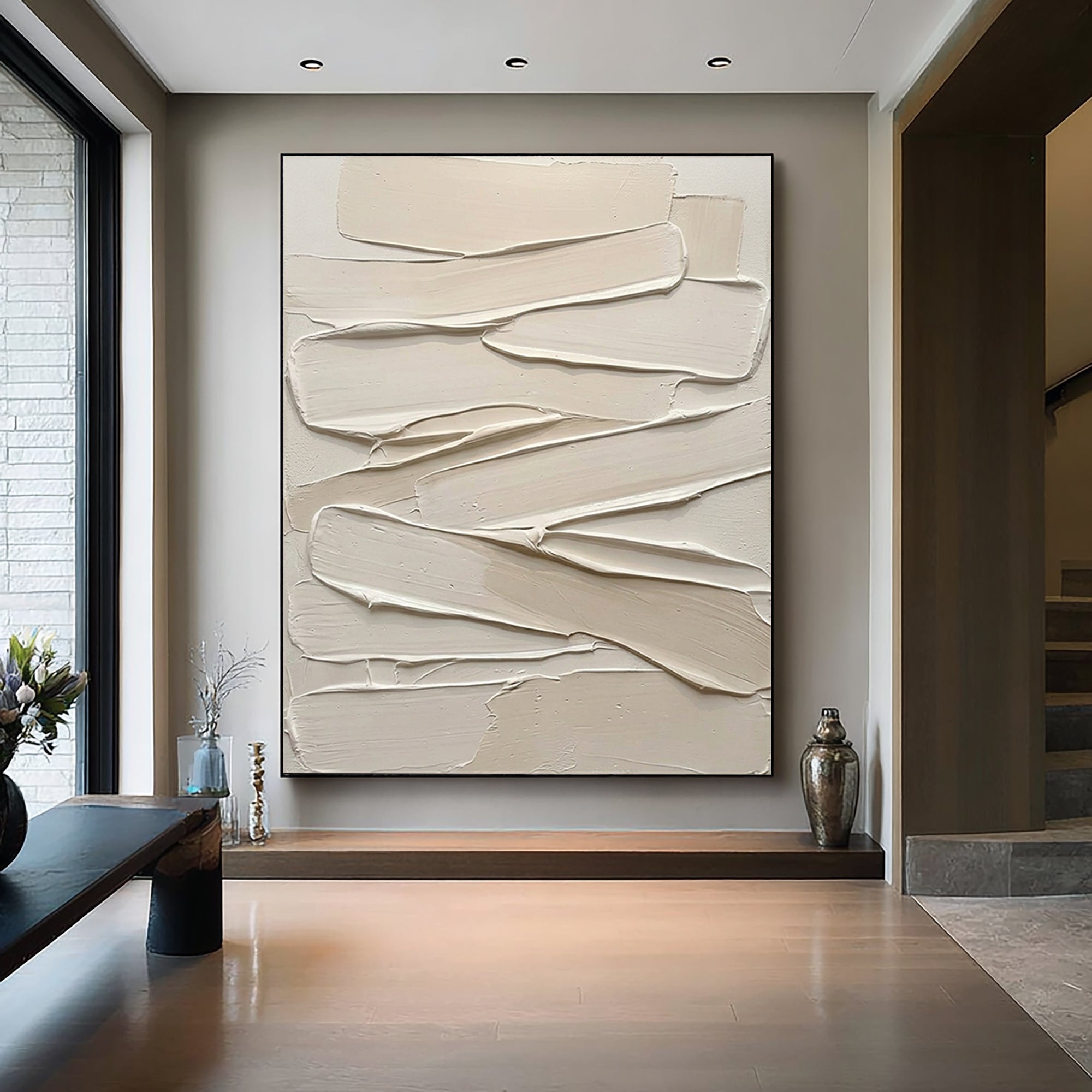 Large Earth Tone Textured Wall Art Handmade Neutral Canvas Painting