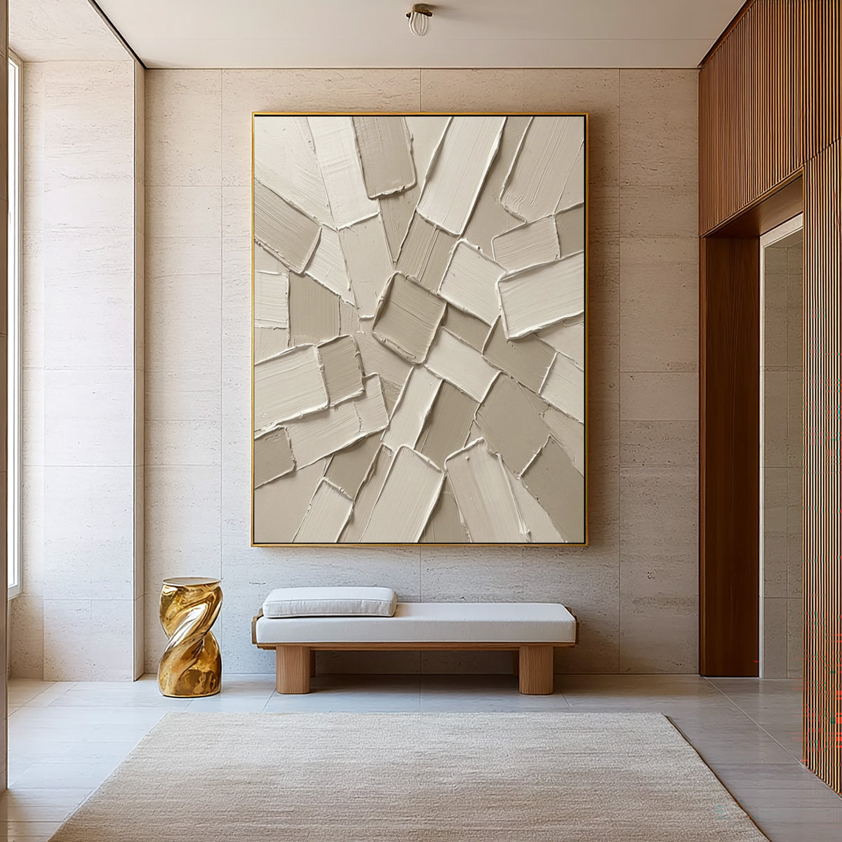 Fragments Gather At The Center Large Textured Abstract Wall Art Sculptural Relief Painting Modern Interior Decor