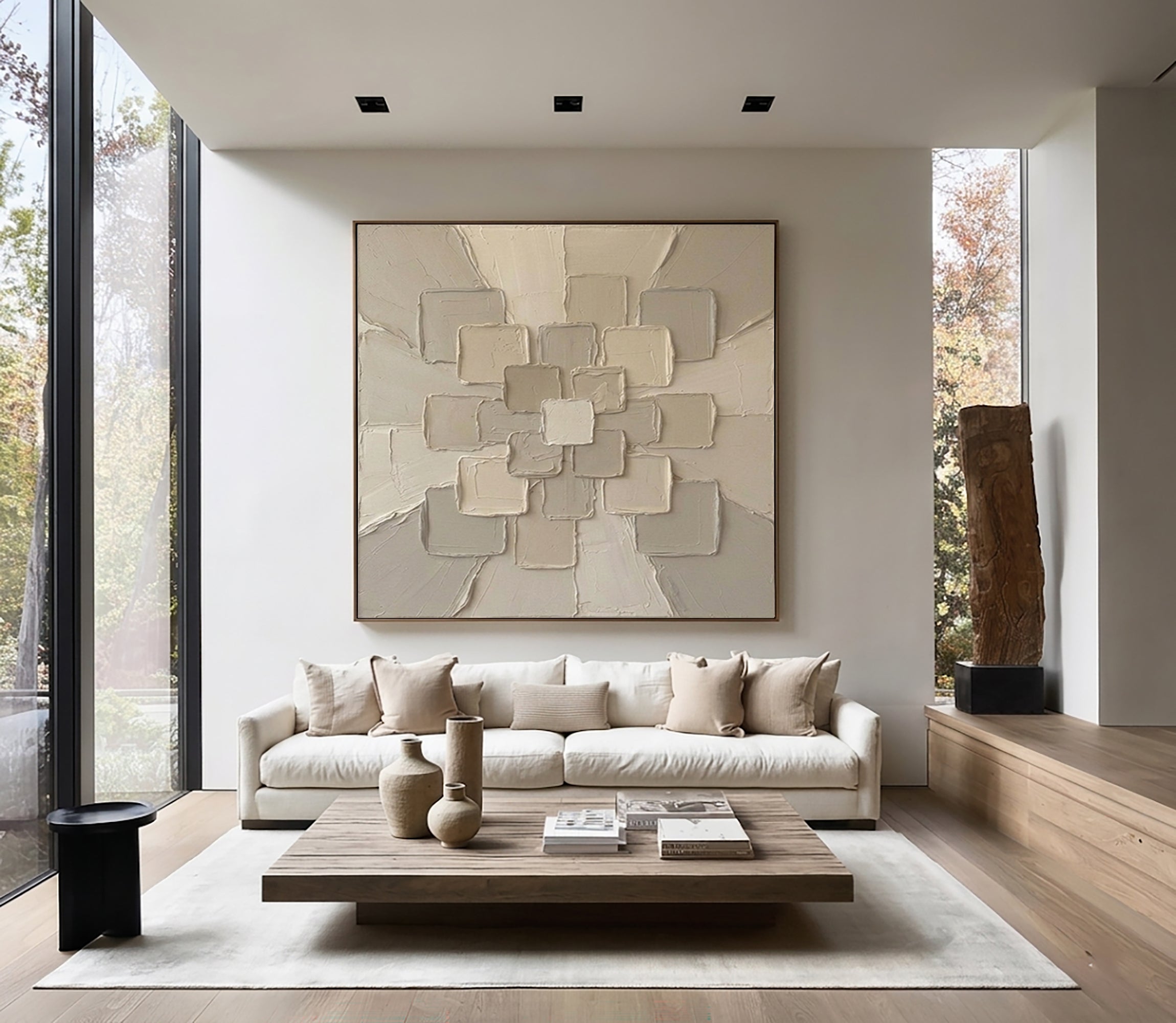 Large Radiant Formation Wall Art Neutral Textured Relief Painting