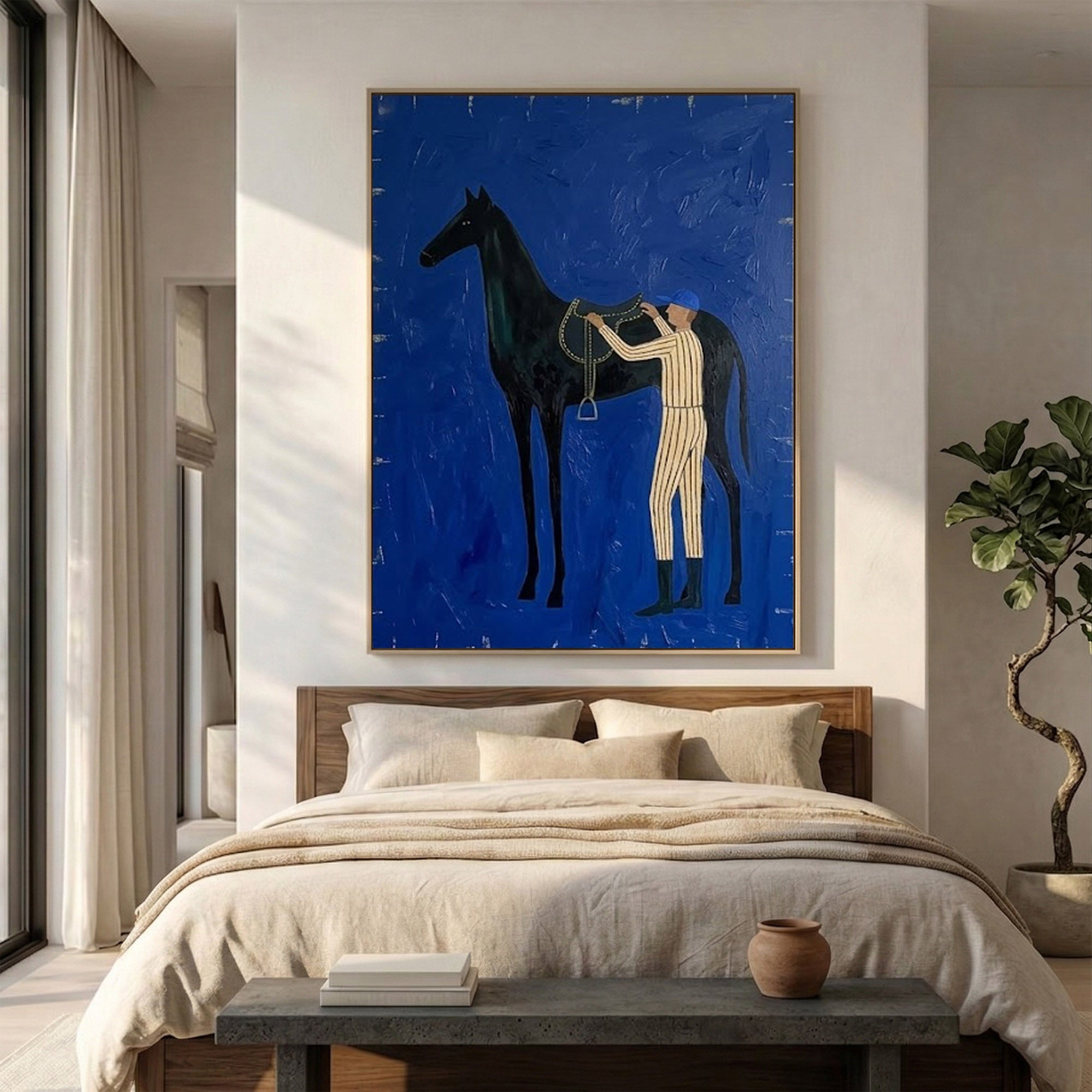 Large Cowboy Horse Wall Art Contemporary Western Equestrian Painting