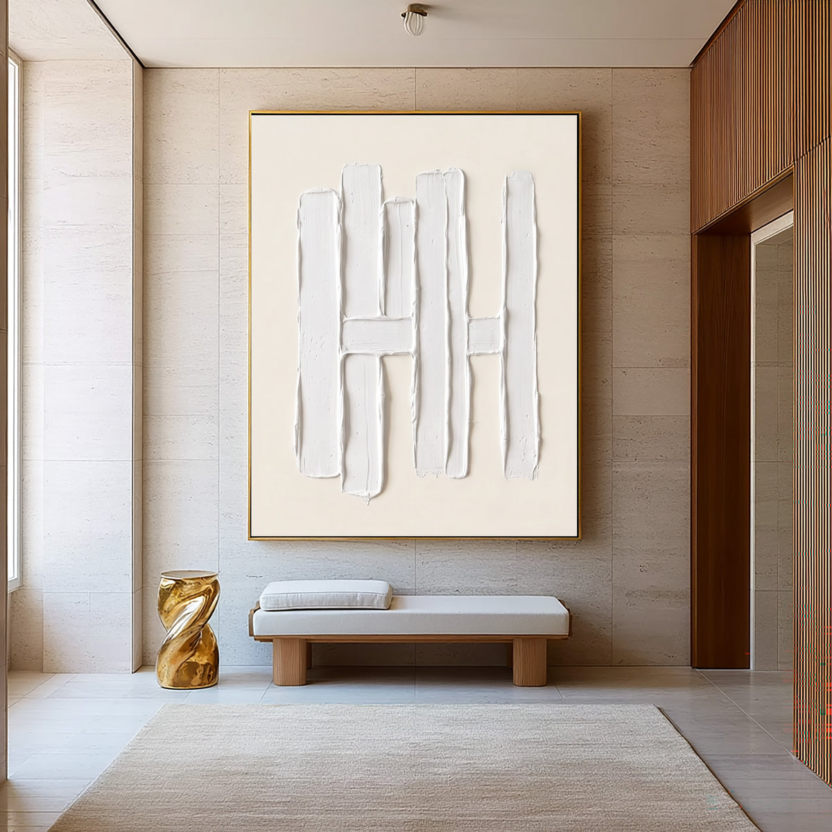 Portal Of Light And Form Large White Abstract Textured Wall Art Sculptural Relief Modern Architectural Artwork