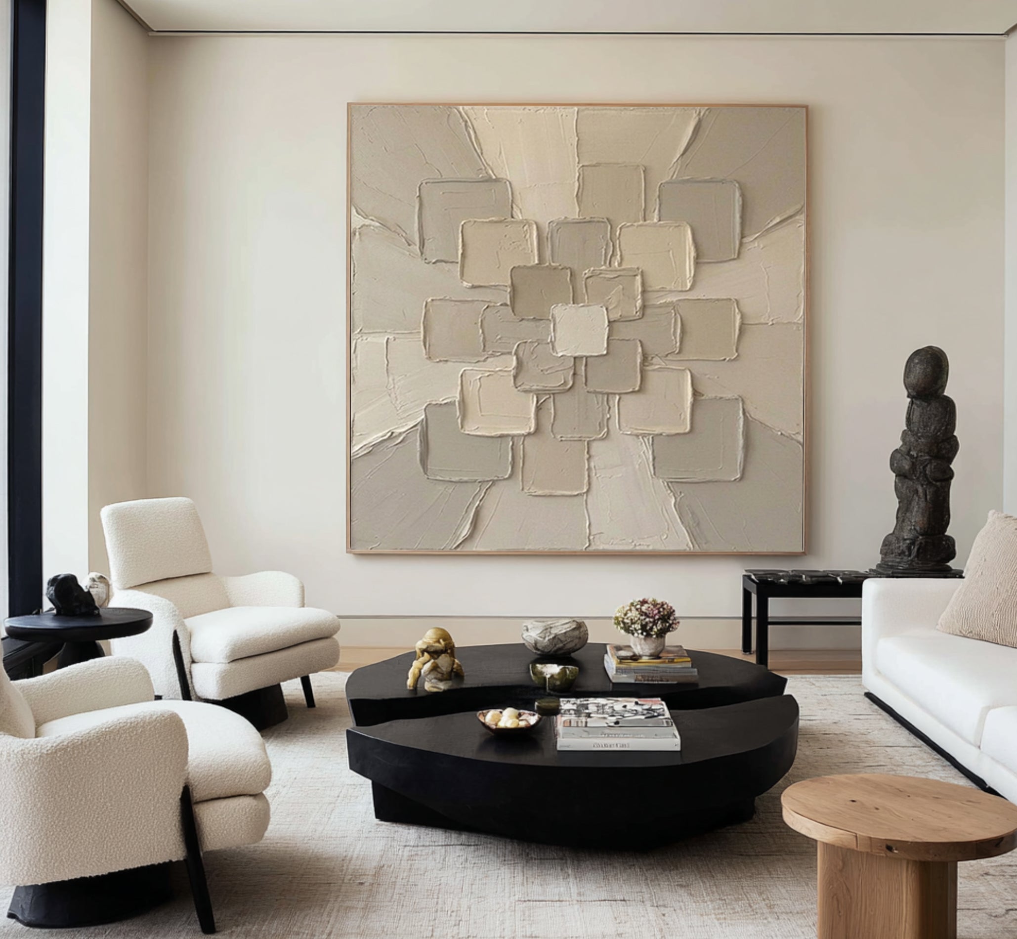 Large Radiant Formation Wall Art Neutral Textured Relief Painting