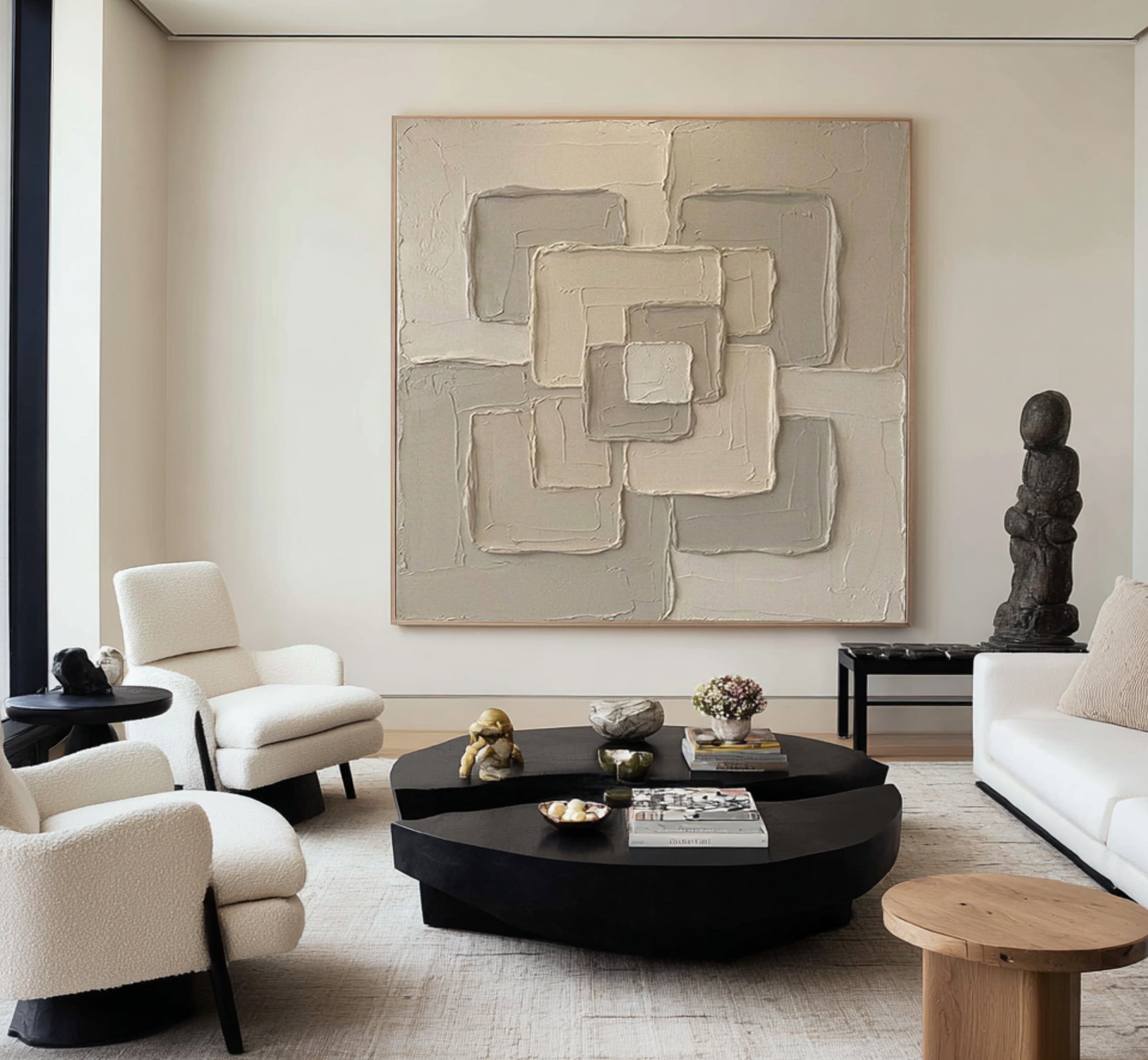 Large Interwoven Forms Wall Art Neutral Textured Relief Painting 