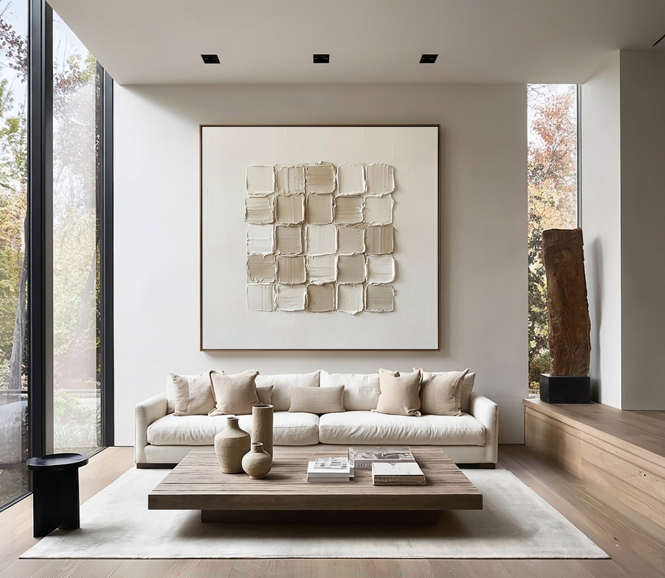 Large Organic Relief Composition Wall Art Neutral Contemporary Texture Painting 