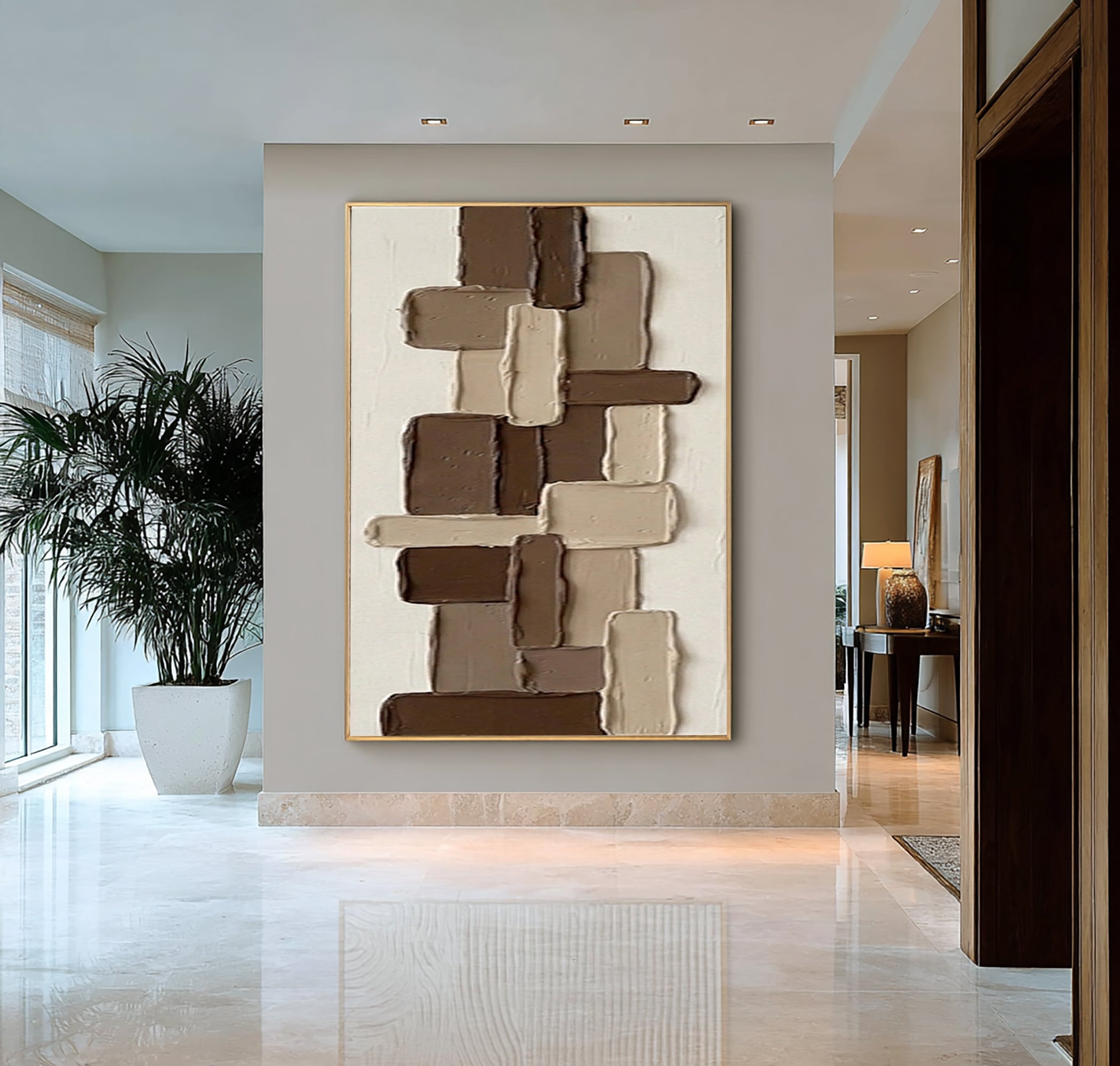 Large Architectural Brown Texture Wall Art Handmade Canvas Painting