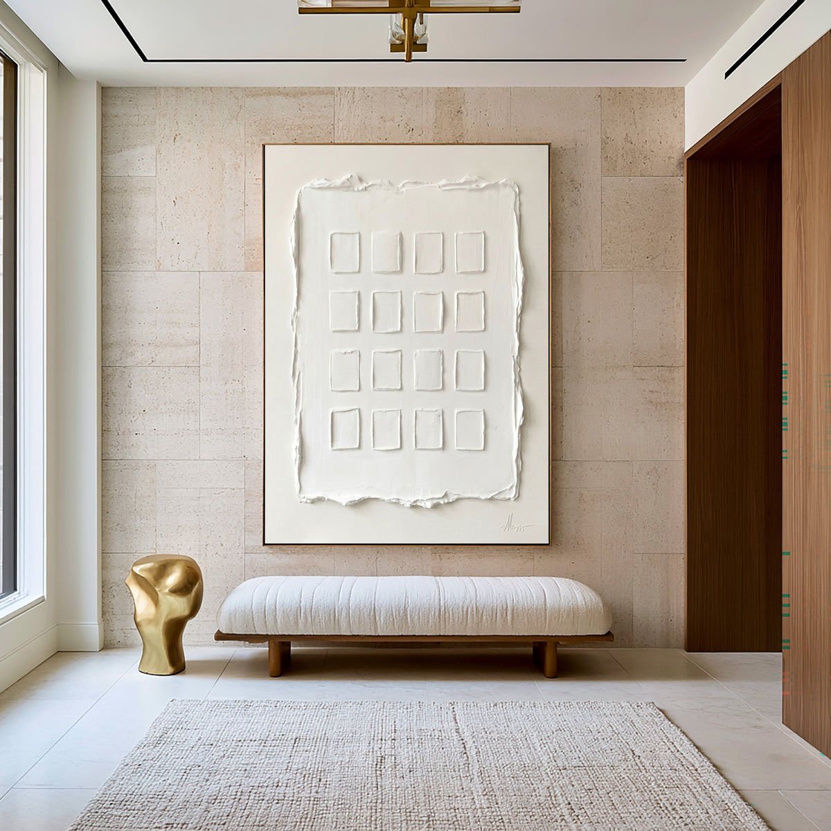 Fragments Of Order And Light White Abstract Wall Art Textured Relief Contemporary Painting