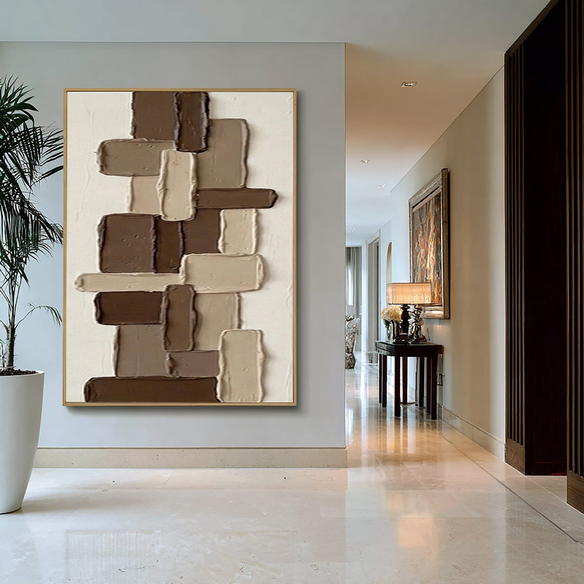 Large Architectural Brown Texture Wall Art Handmade Canvas Painting