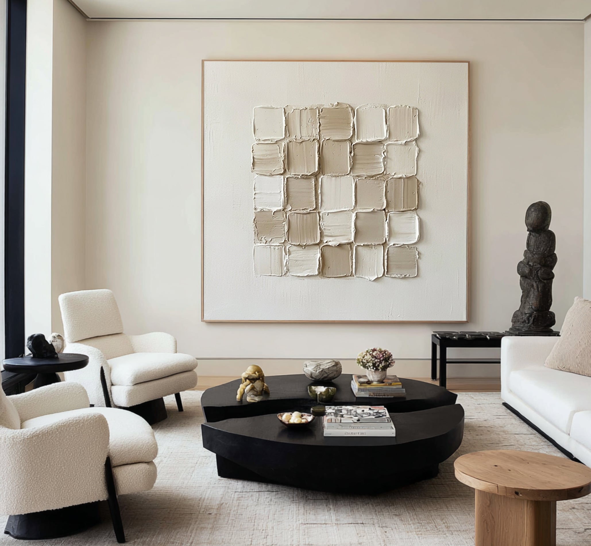 Large Organic Relief Composition Wall Art Neutral Contemporary Texture Painting 