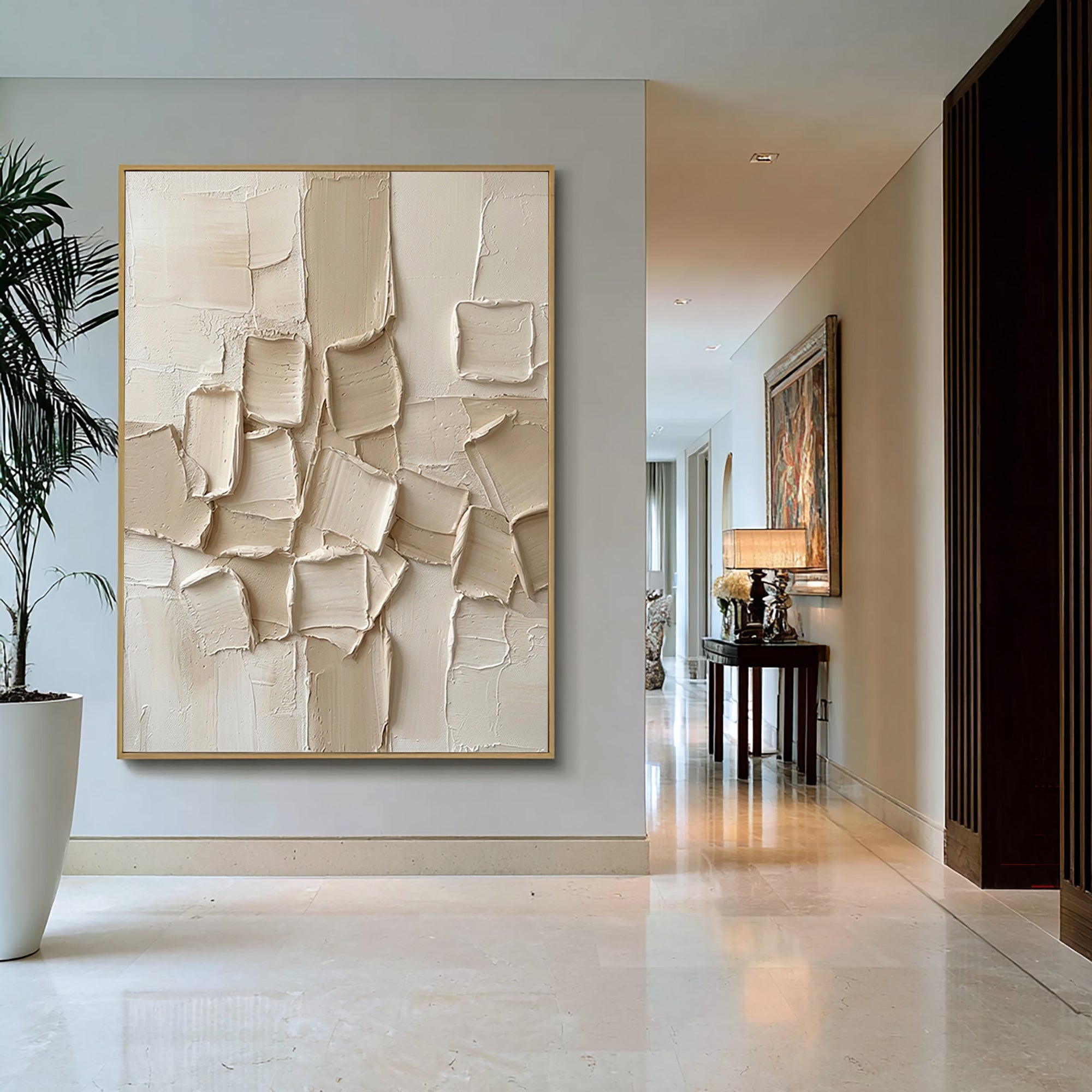 Large Neutral Textured Canvas Art Modern Minimalist Painting