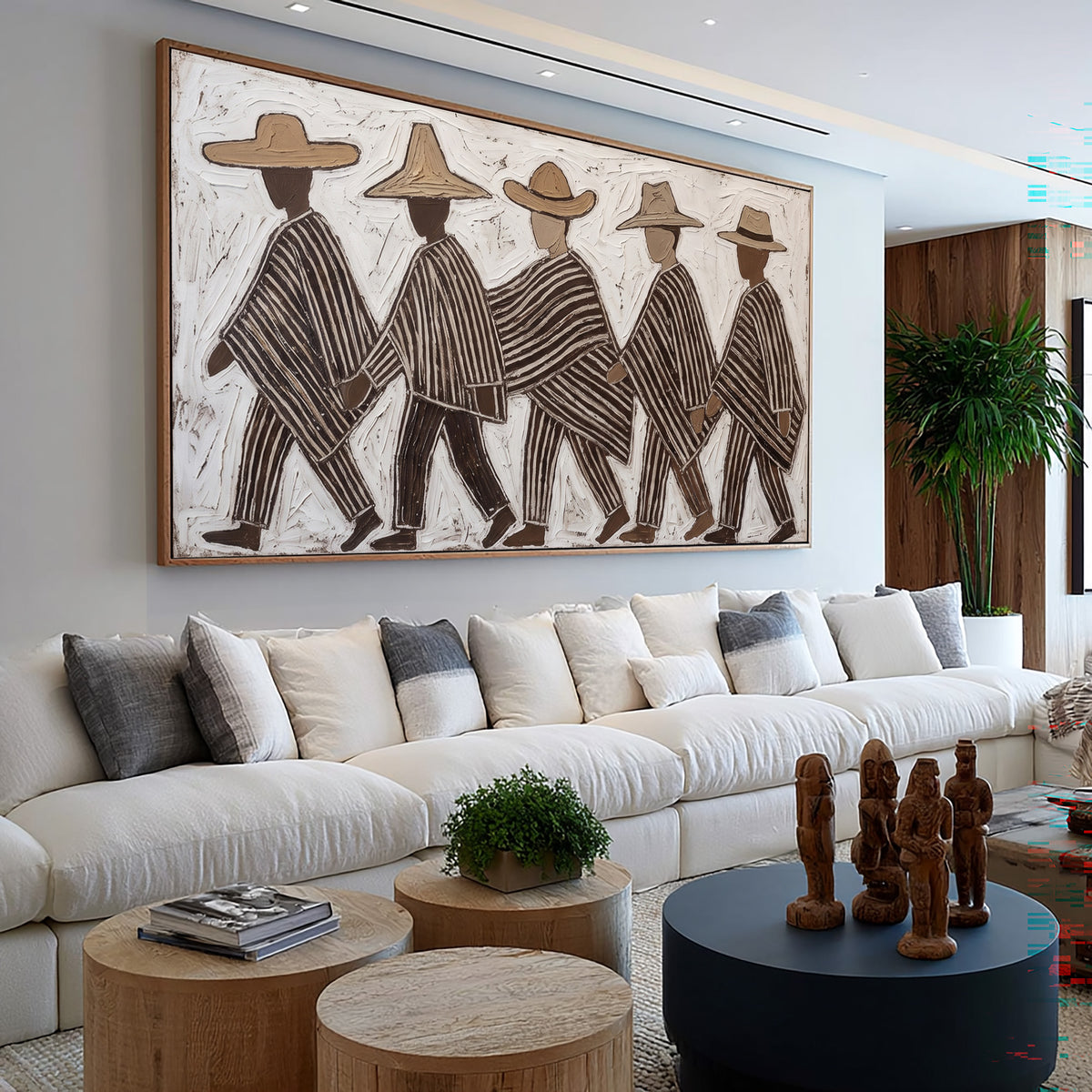 Folk Art Painting, Southwestern Figurative Wall Art, Hand Painted Textured Artwork