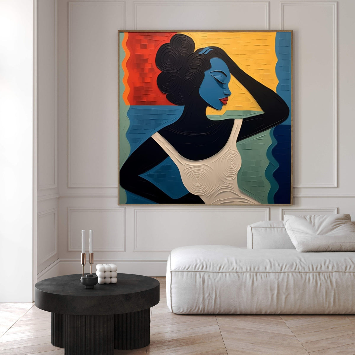 Pattern Block Portrait Textured Portrait with Bold Color Blocks, Modern Surreal #BGA 158