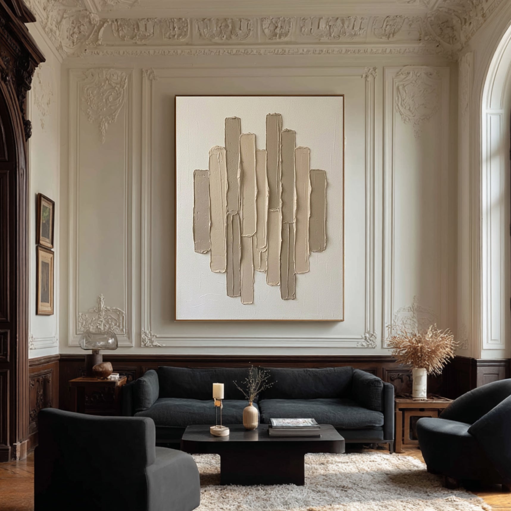 Large Vertical Textured Wall Art Neutral Abstract Canvas Decor 