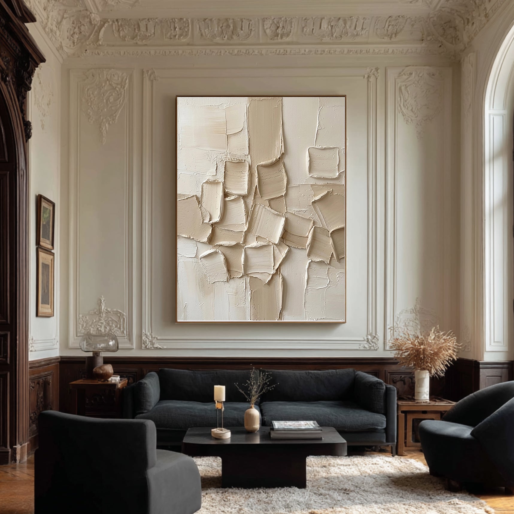 Large Neutral Textured Canvas Art Modern Minimalist Painting