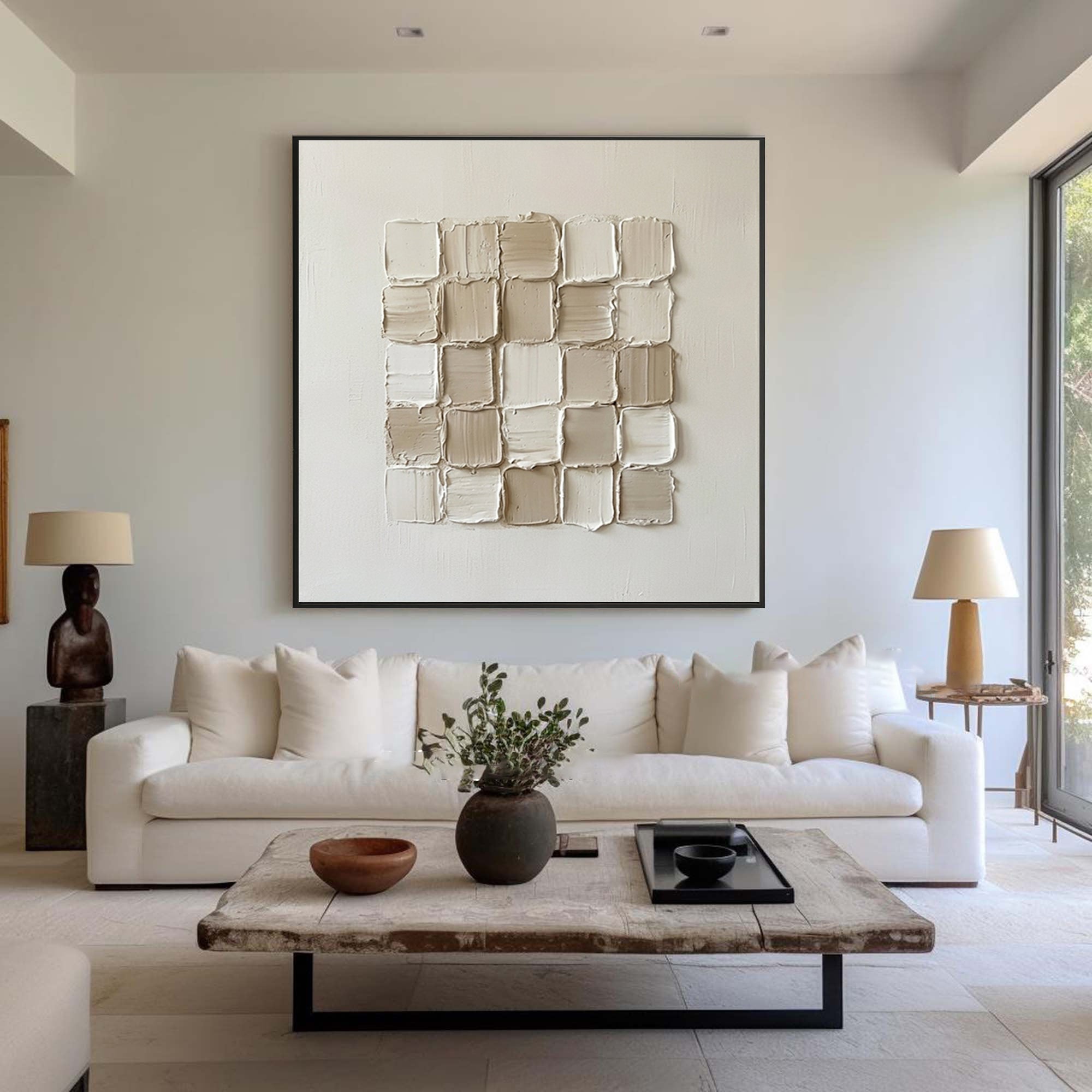 Large Organic Relief Composition Wall Art Neutral Contemporary Texture Painting 