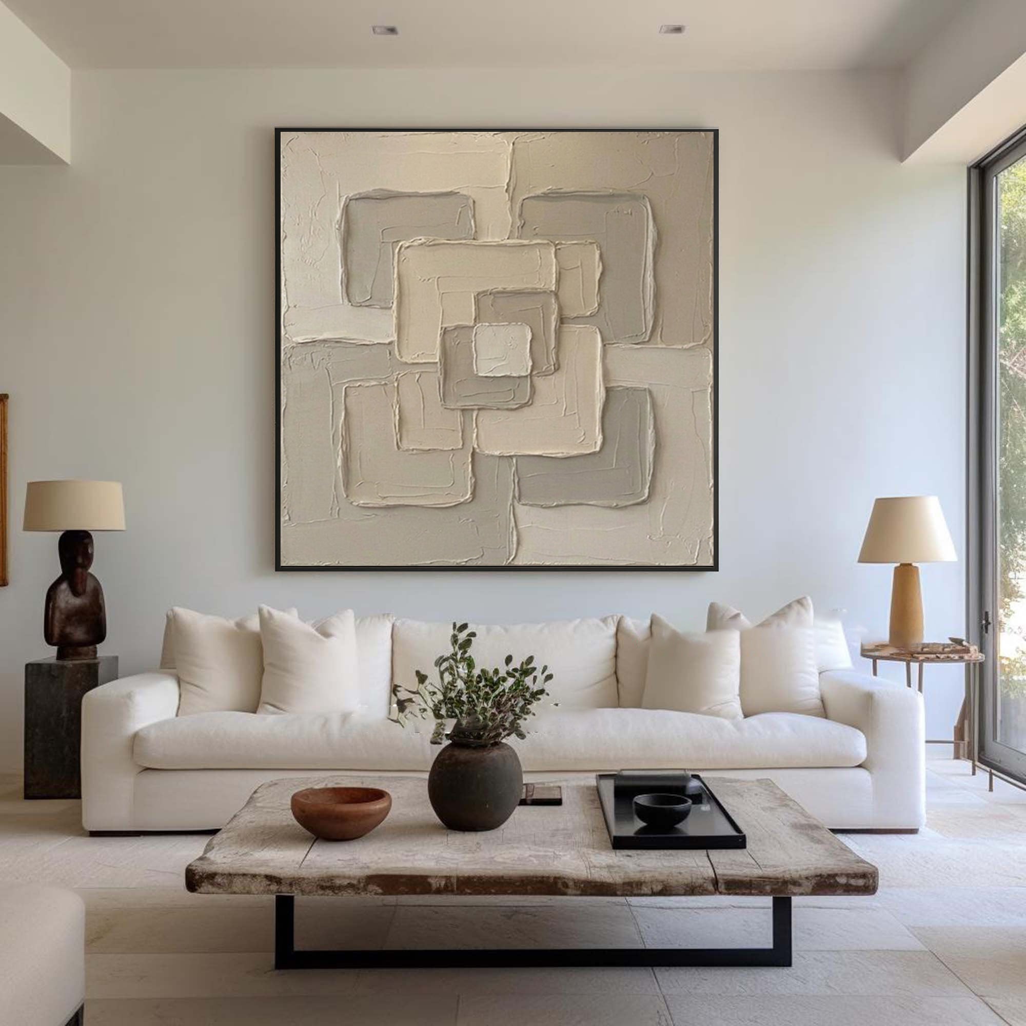 Large Interwoven Forms Wall Art Neutral Textured Relief Painting 