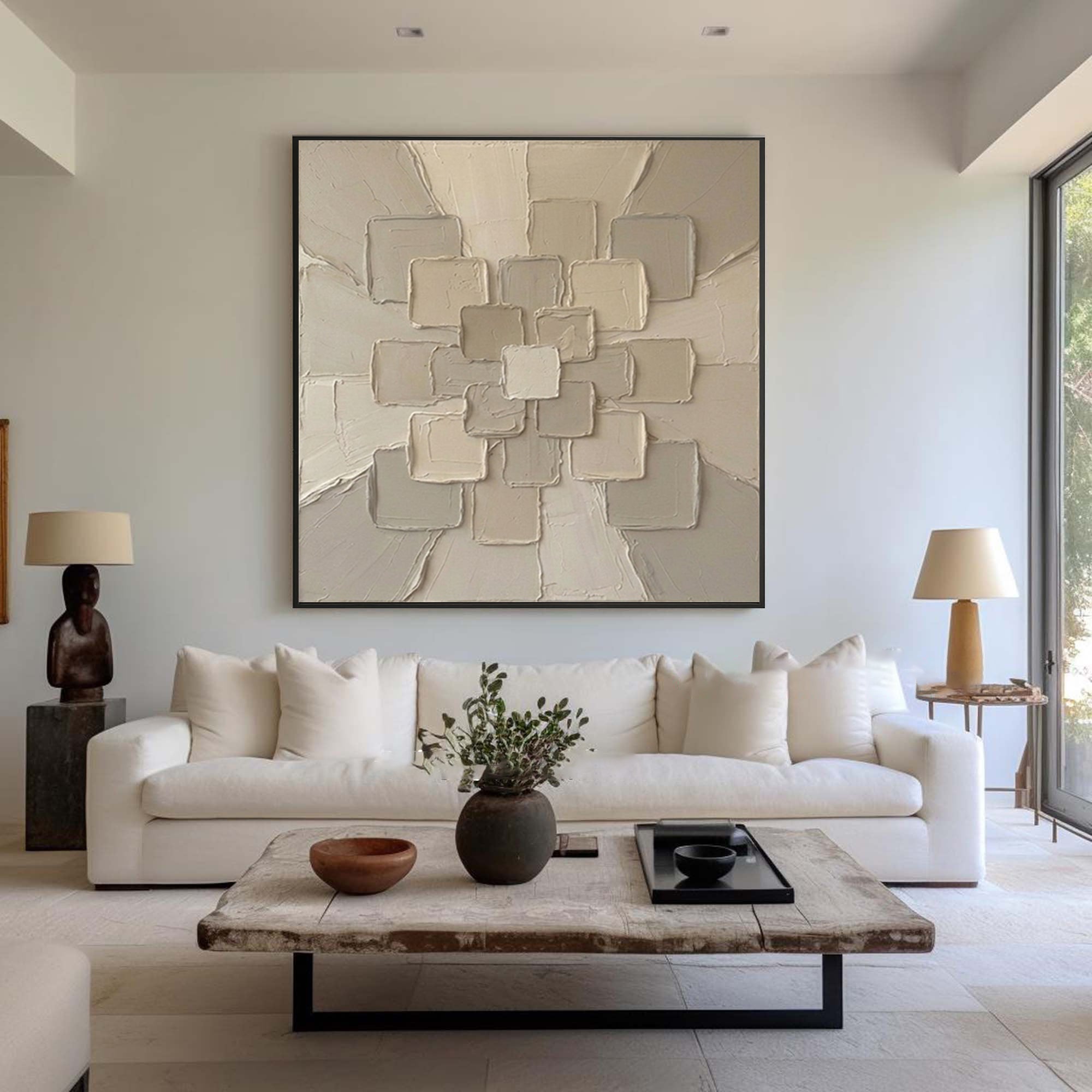 Large Radiant Formation Wall Art Neutral Textured Relief Painting