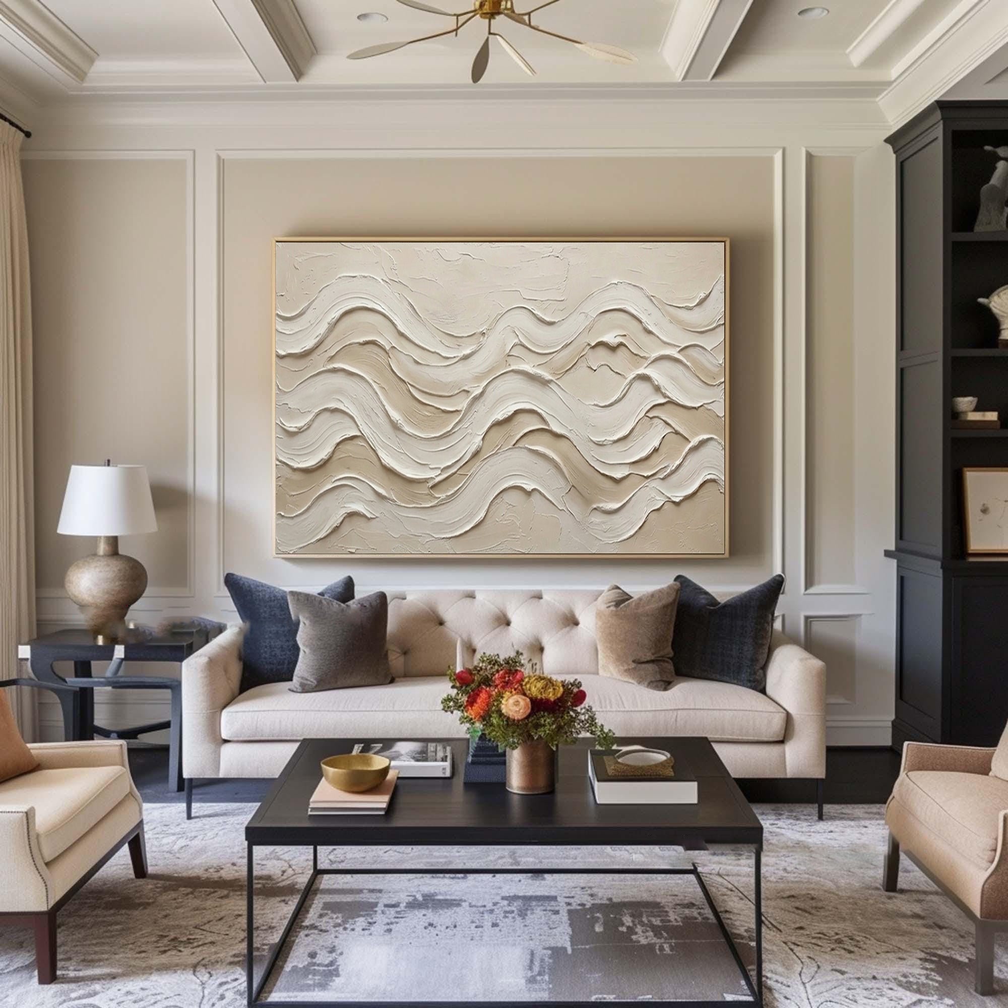 Large Textured Abstract Wall Art Neutral Geometric Canvas Painting | ArtvistaGallery 
