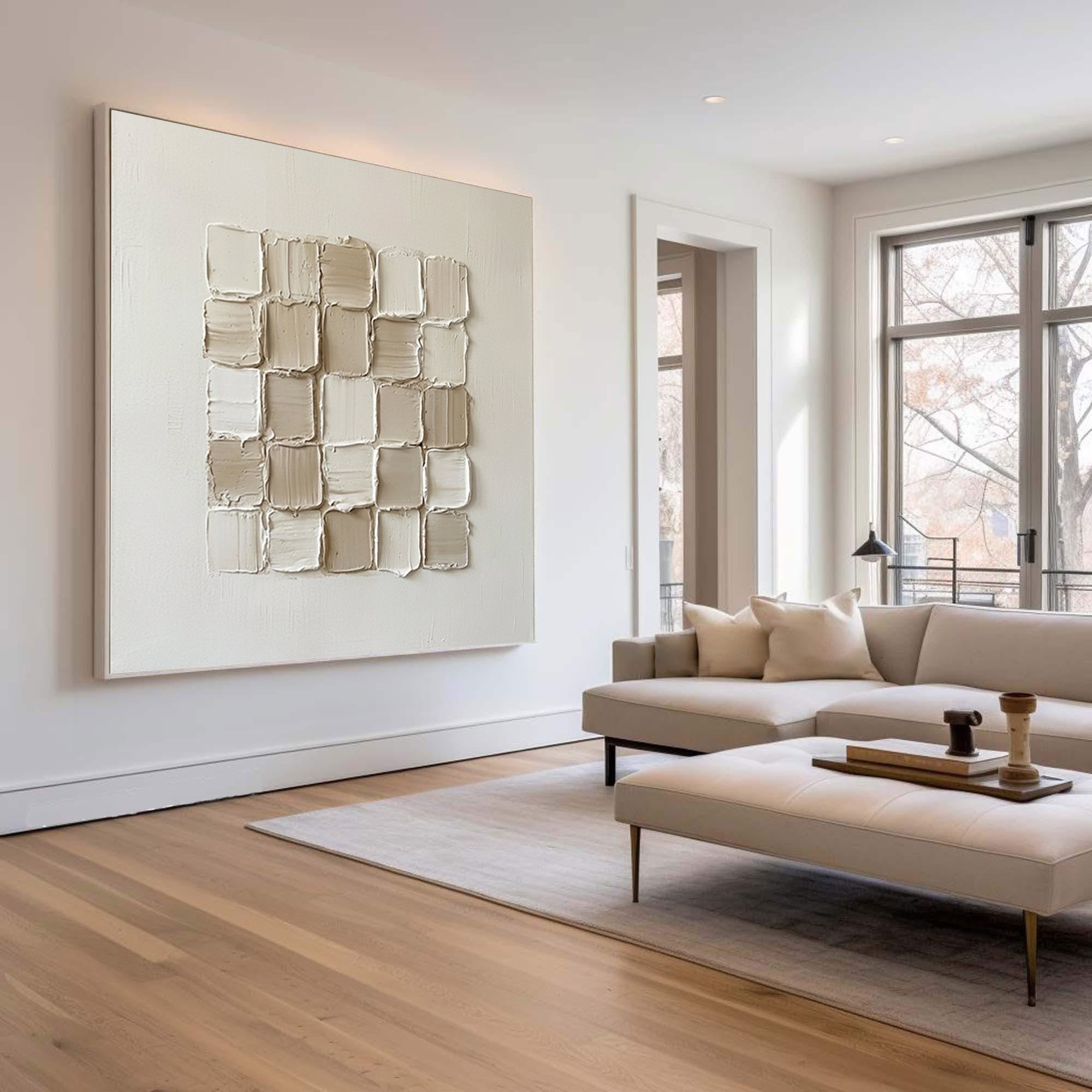 Large Organic Relief Composition Wall Art Neutral Contemporary Texture Painting 