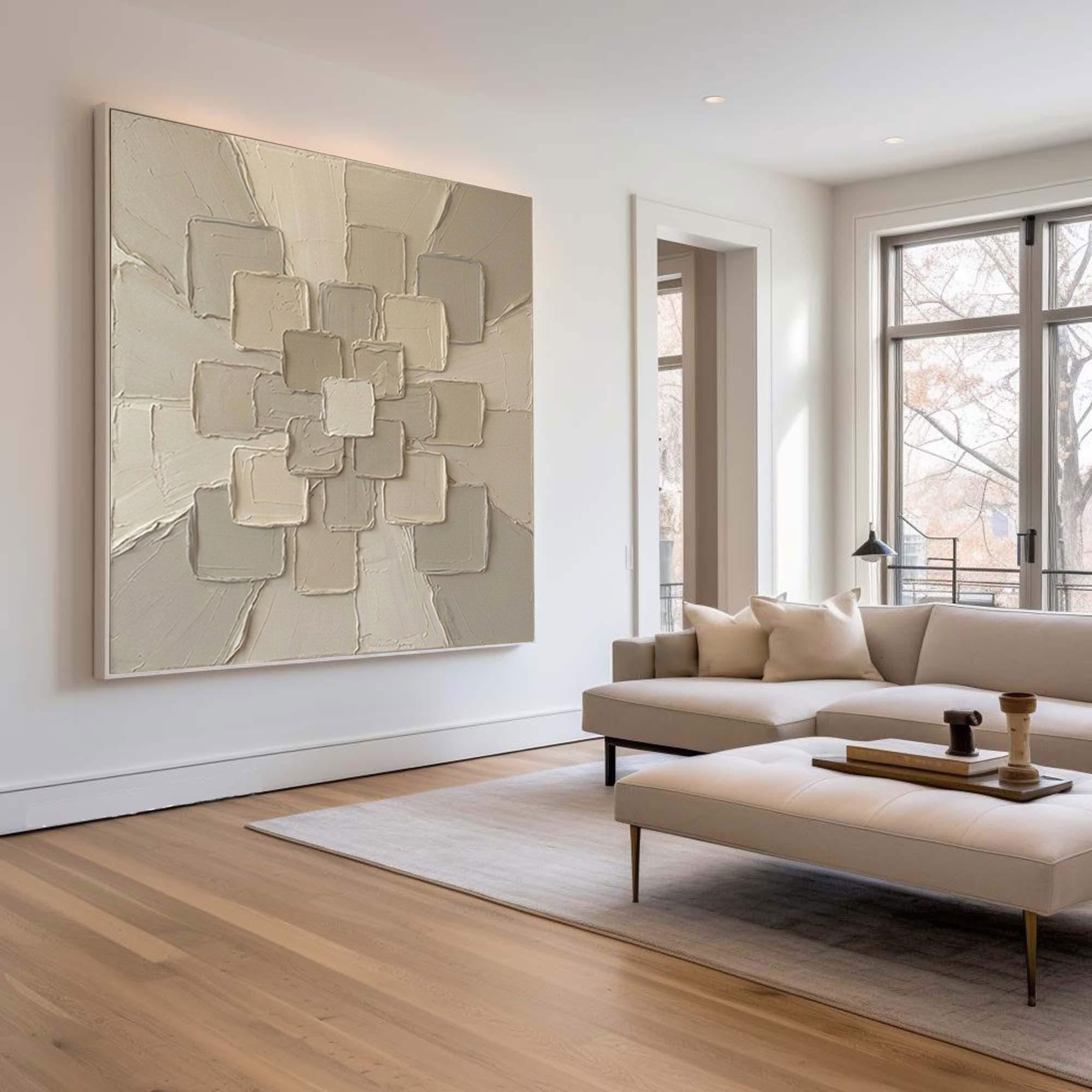 Large Radiant Formation Wall Art Neutral Textured Relief Painting