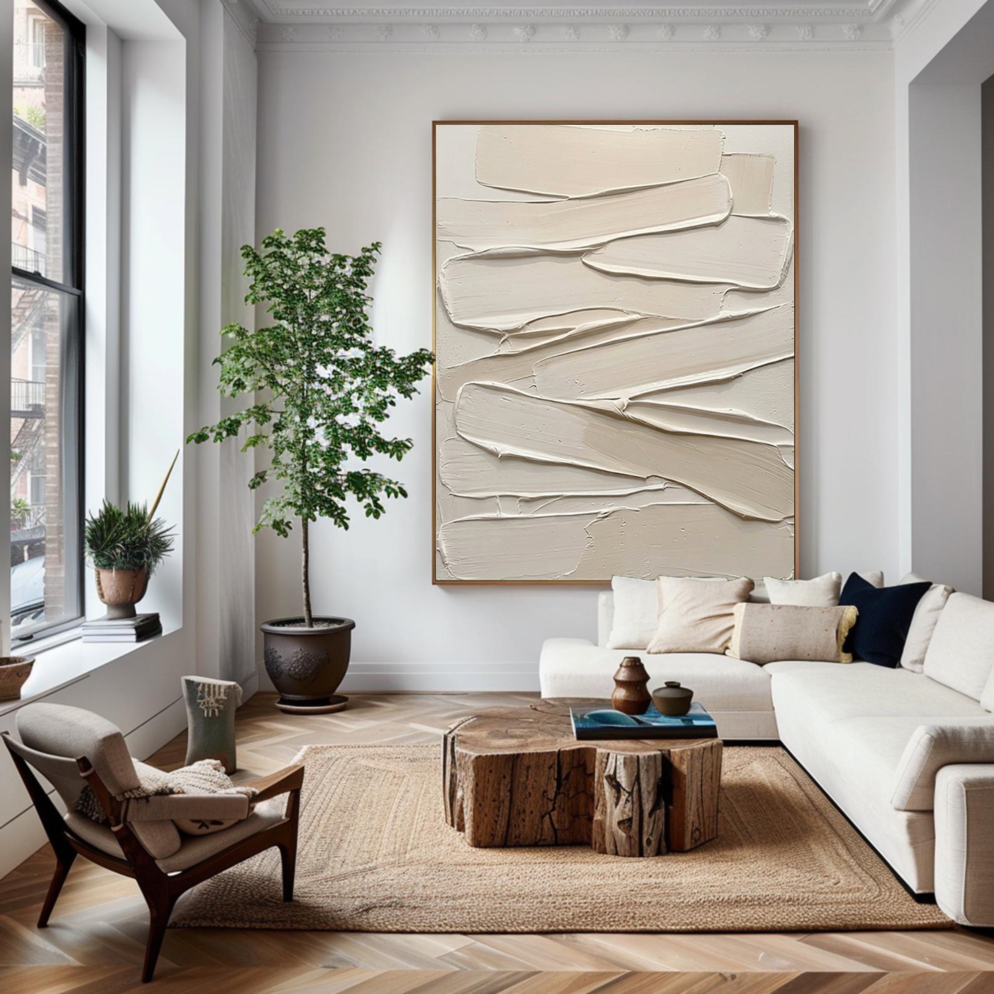 Large Earth Tone Textured Wall Art Handmade Neutral Canvas Painting
