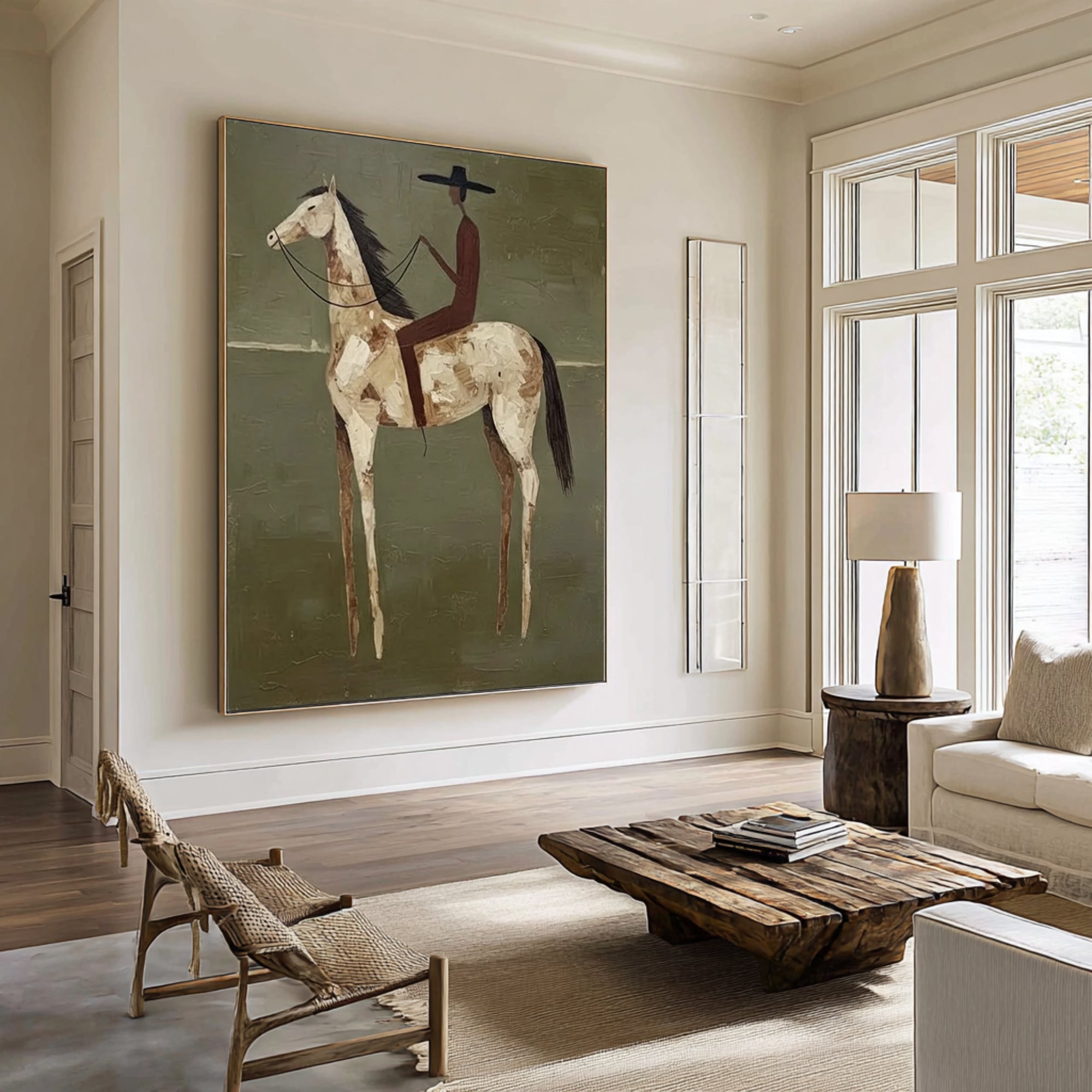 Large Abstract Horse Rider Painting Contemporary Figurative Wall Art 