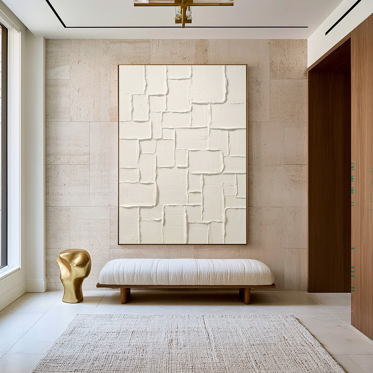 Endless White Layers Large Abstract Wall Art Textured White Relief Contemporary Artwork Luxury Home Decor