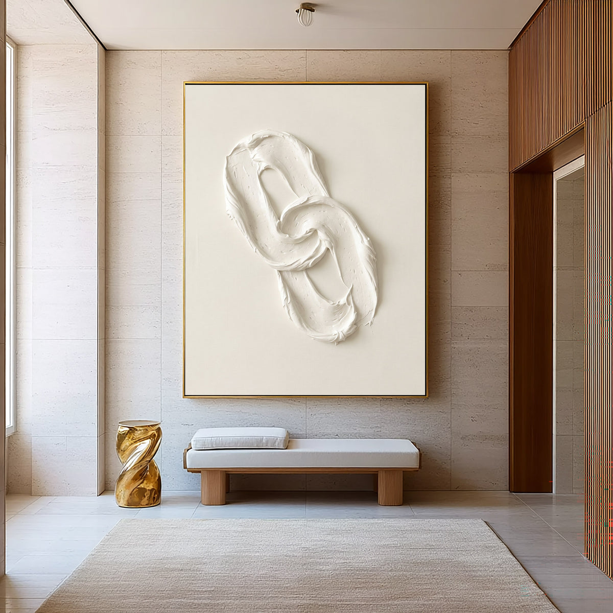 An Endless Gesture Large White Textured Abstract Wall Art Sculptural Relief Contemporary Minimalist Artwork