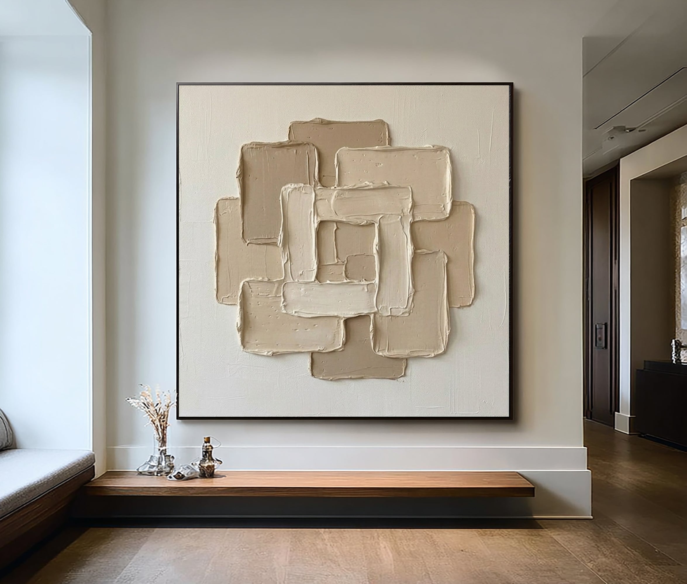 Large Harmony Texture Oil Painting for Luxury Minimalist Interiors