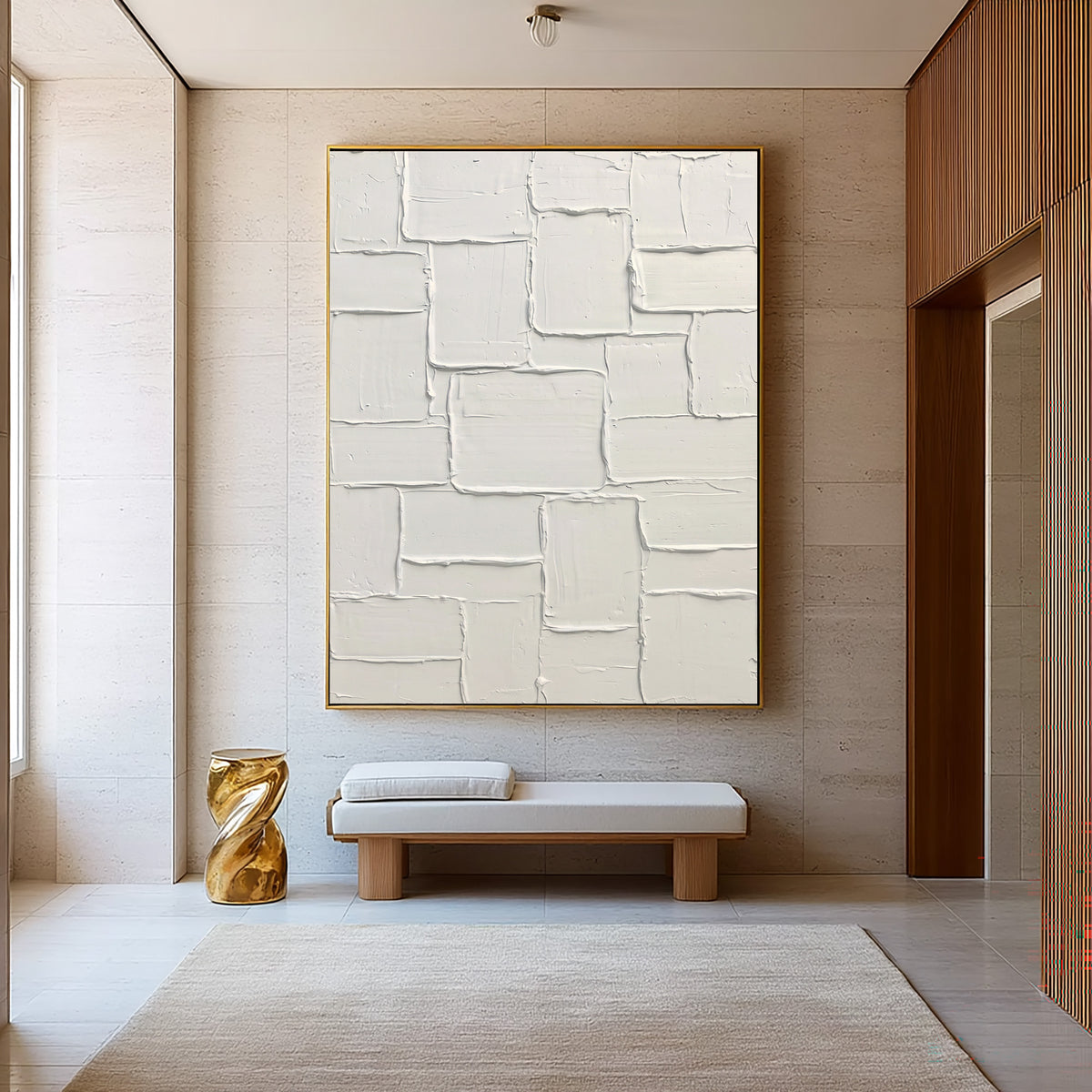 Wabi Sabi Ivory Blocks Handmade Artwork Neutral Textured Abstract Wall Art Modern Interior Decor