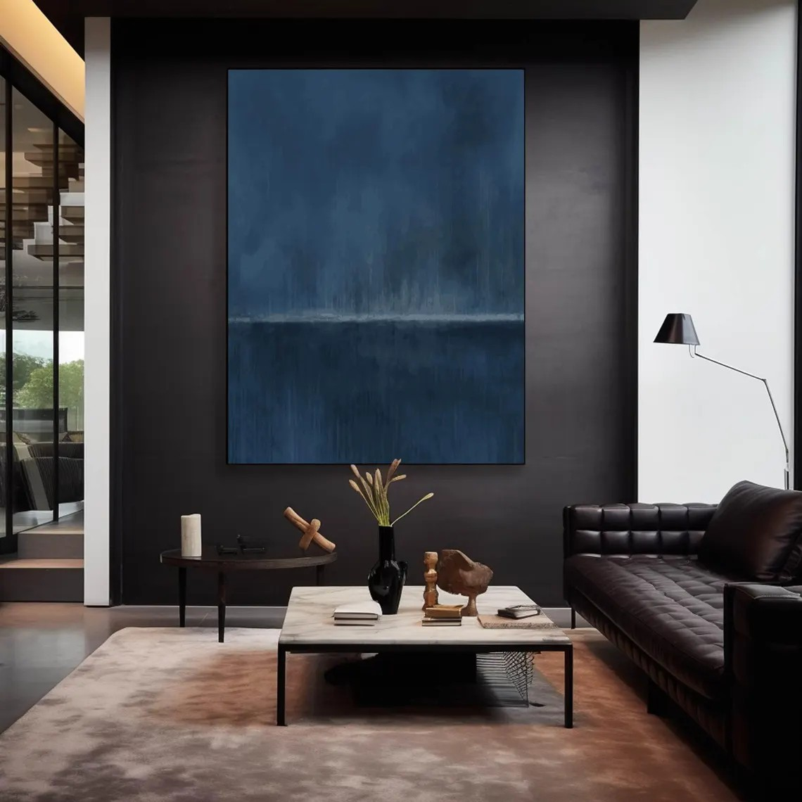 Deep Blue Gradient Minimalist Art, Contemporary Wall Painting #BGA 076