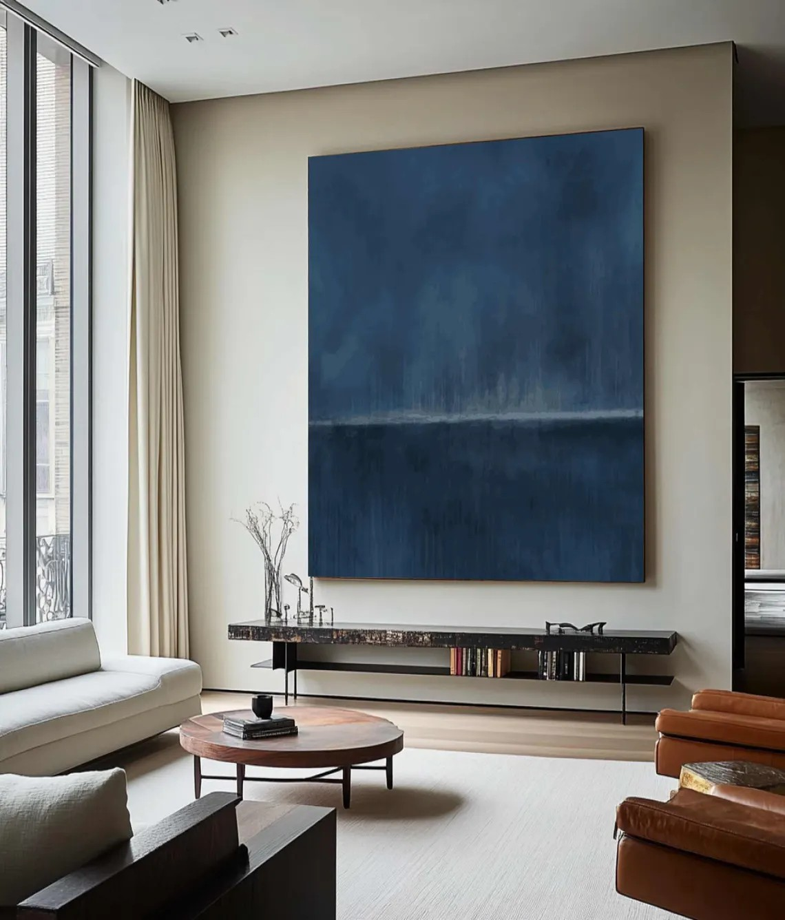 Deep Blue Gradient Minimalist Art, Contemporary Wall Painting #BGA 076