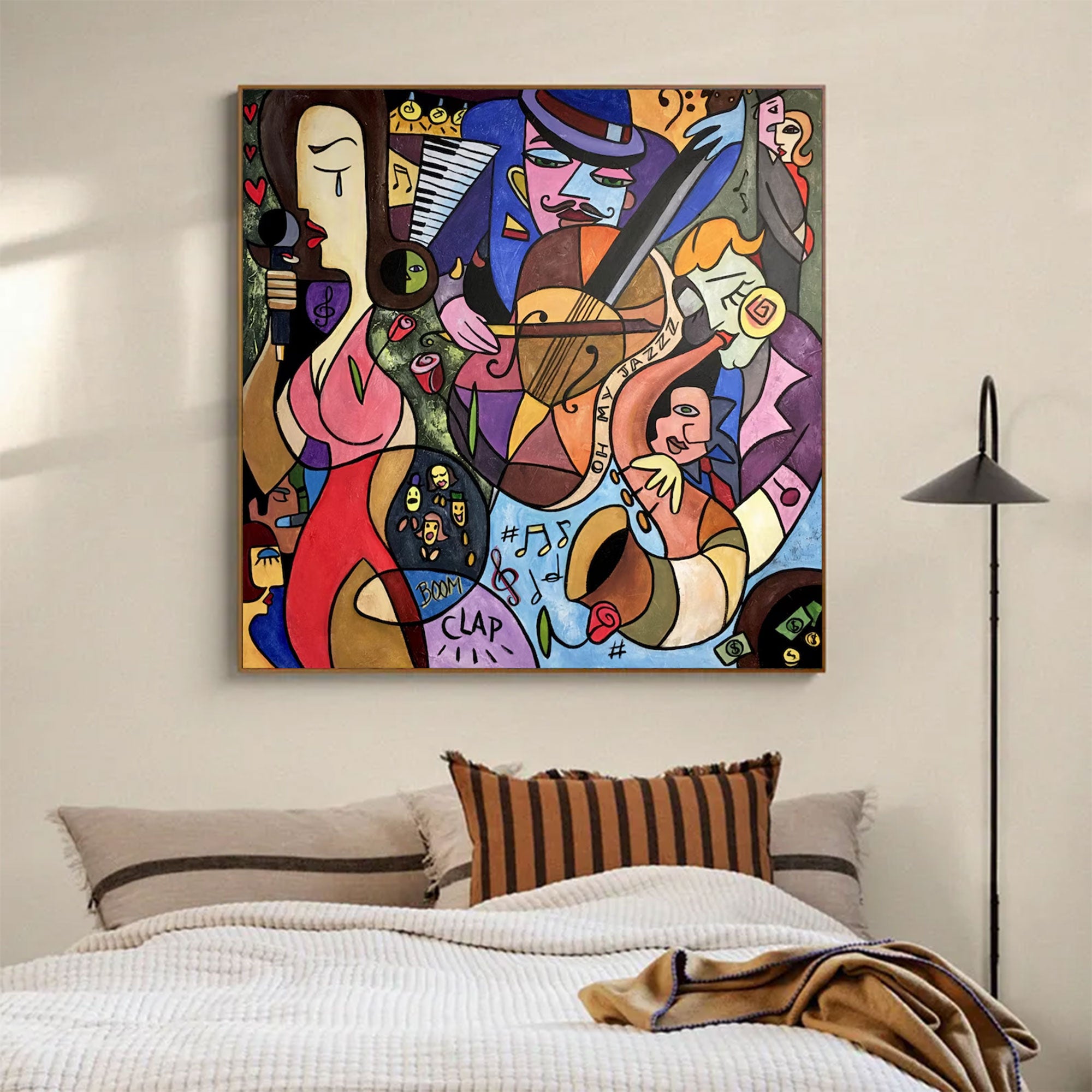 Large Abstract Colorful Cubist Art | ArtvistaGallery  #WGA 025
