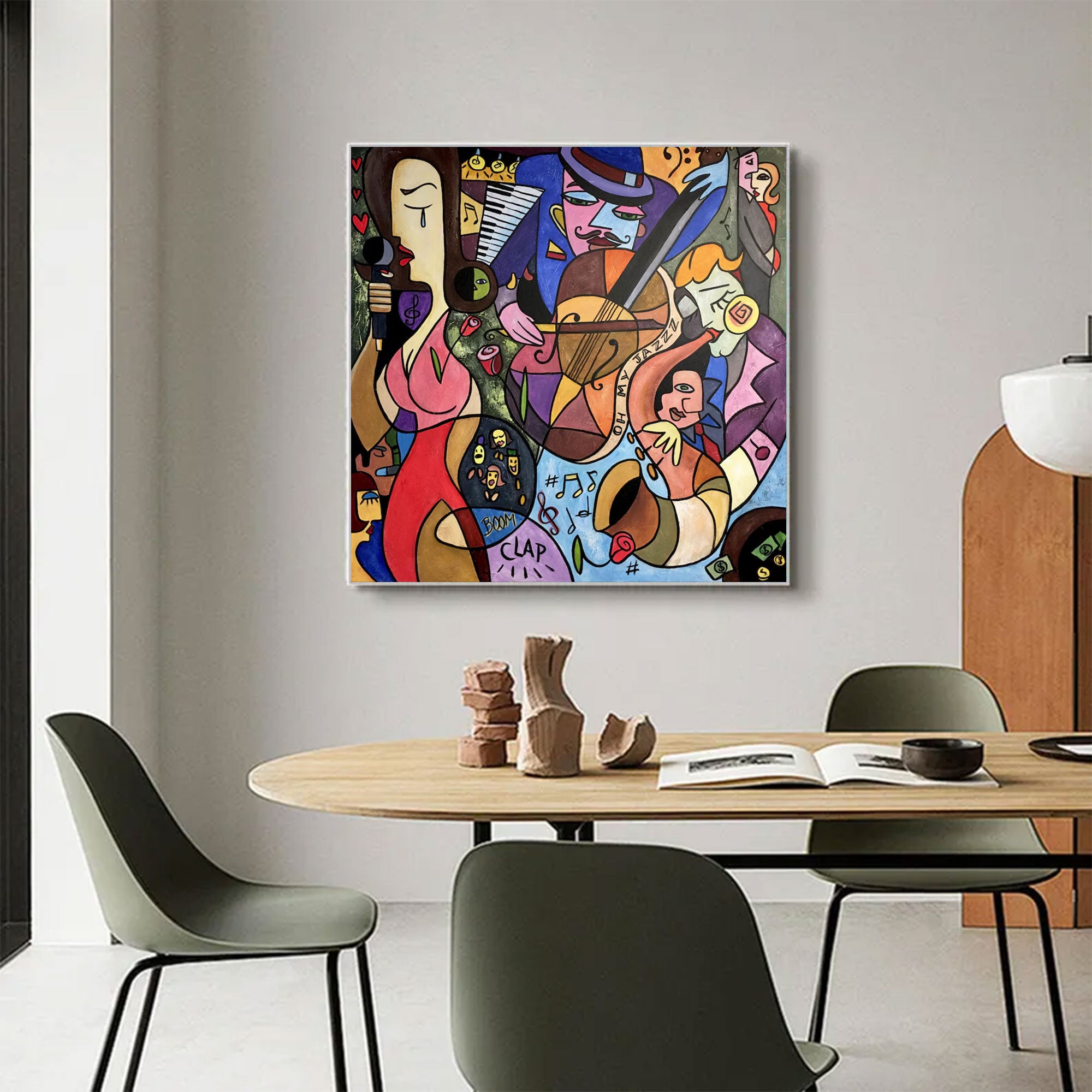 Large Abstract Colorful Cubist Art | ArtvistaGallery  #WGA 025
