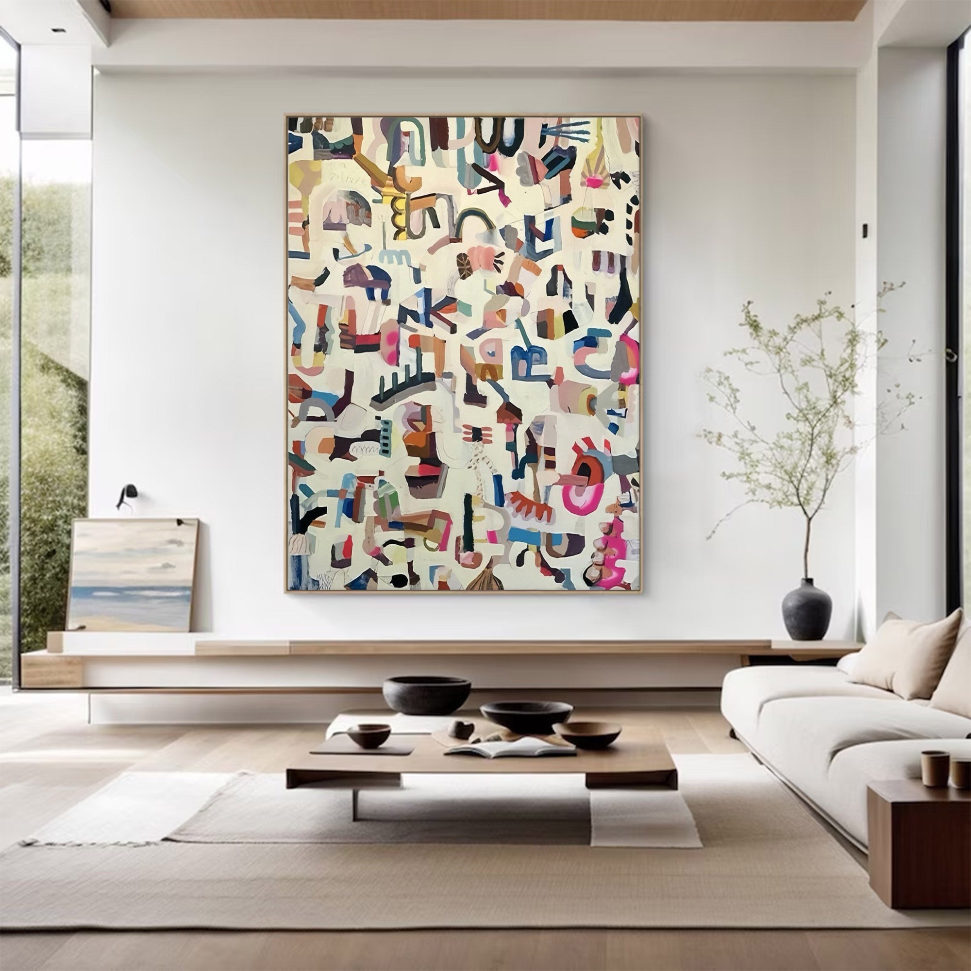 Large Abstract Colorful Fragmented Painting | ArtvistaGallery  #WG 112