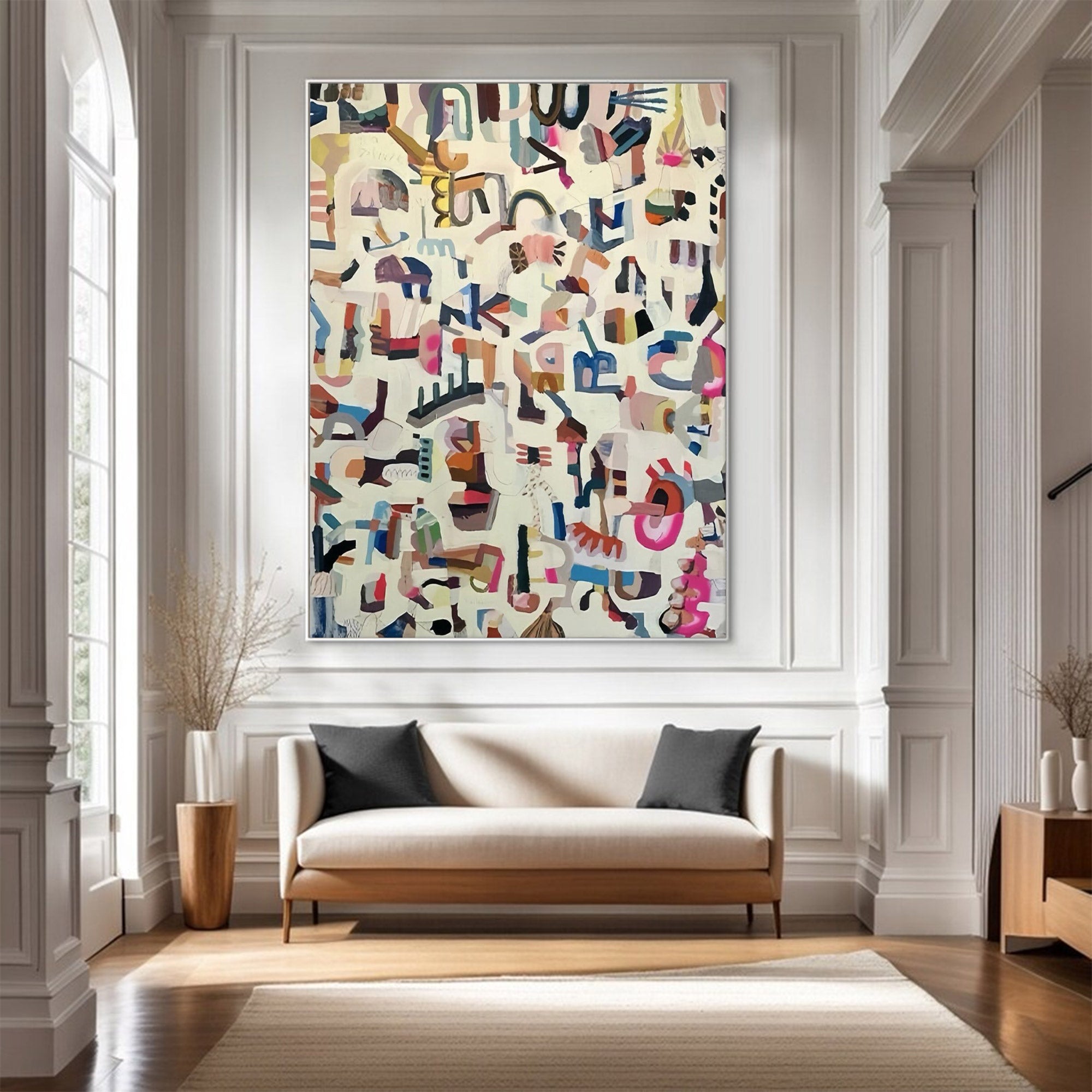 Large Abstract Colorful Fragmented Painting | ArtvistaGallery  #WG 112