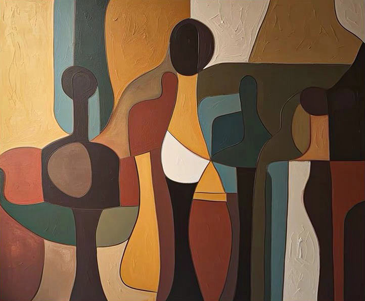 Square Abstract Figure Composition, Rich Earth Tones #BGA 141