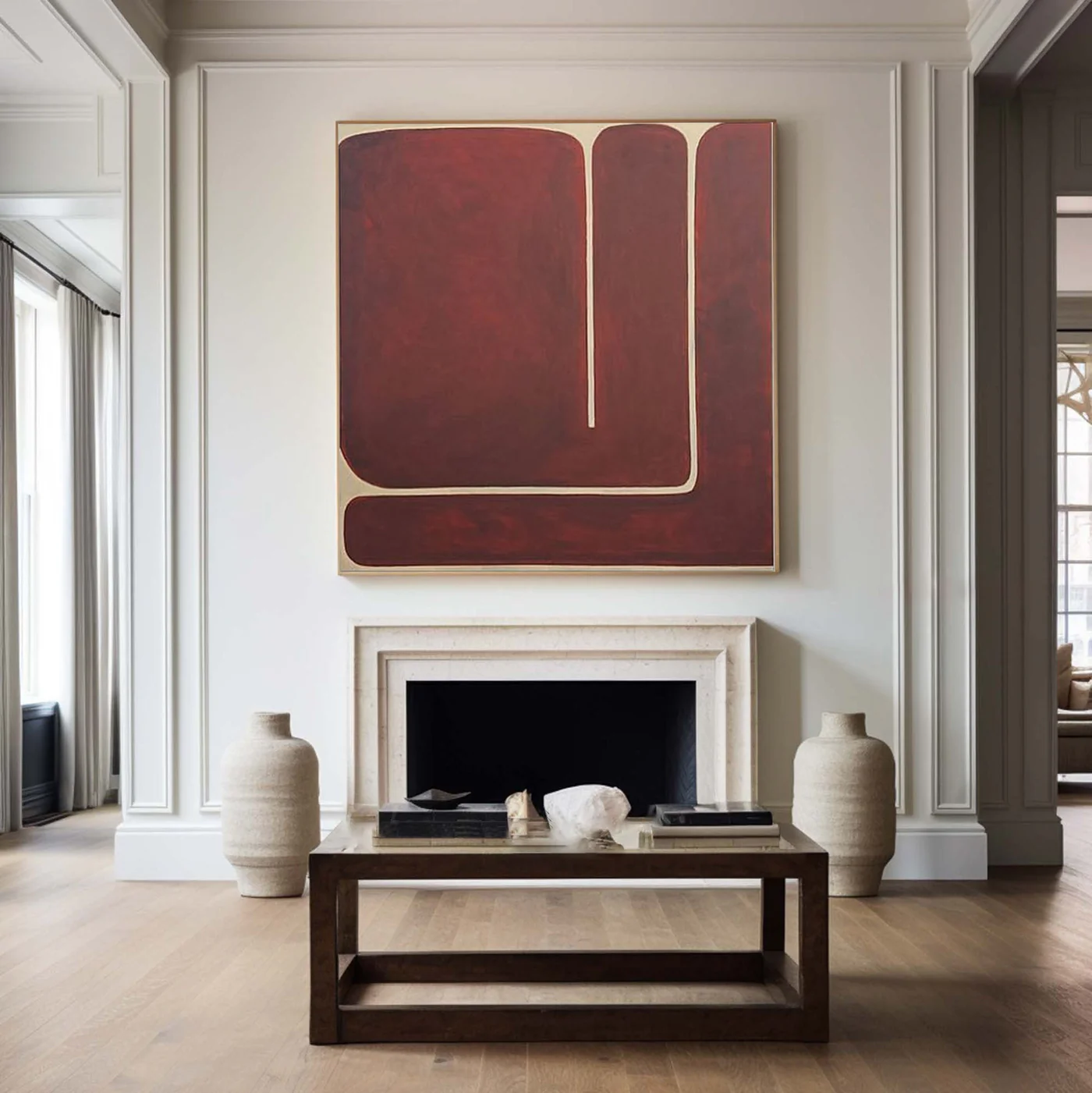 Large Burgundy Minimalist Wall Art #ART 008