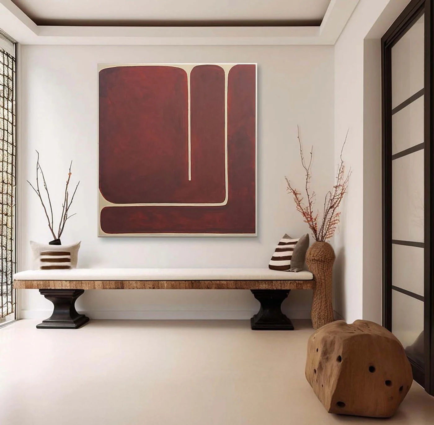 Large Burgundy Minimalist Wall Art #ART 008