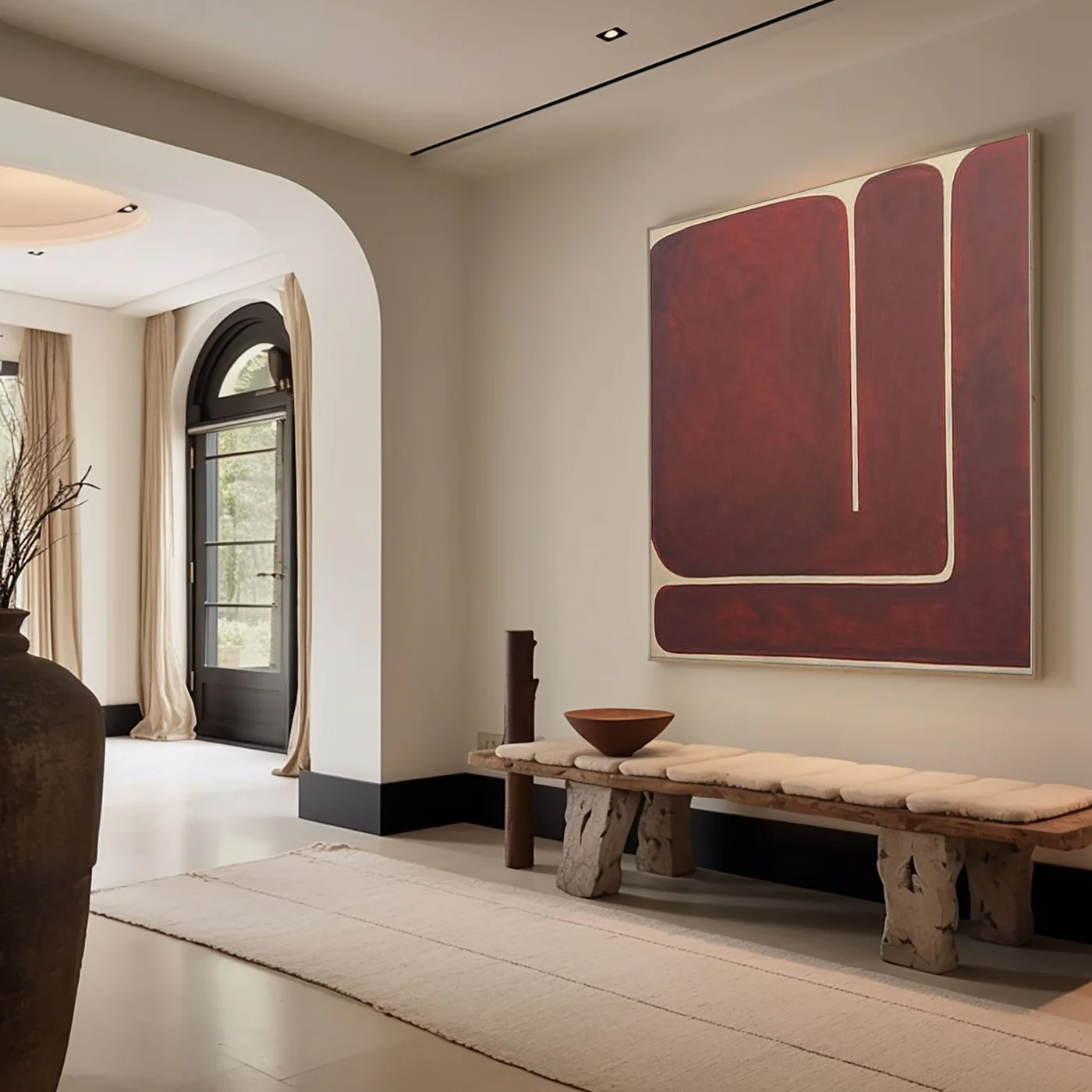 Large Burgundy Minimalist Wall Art #ART 008