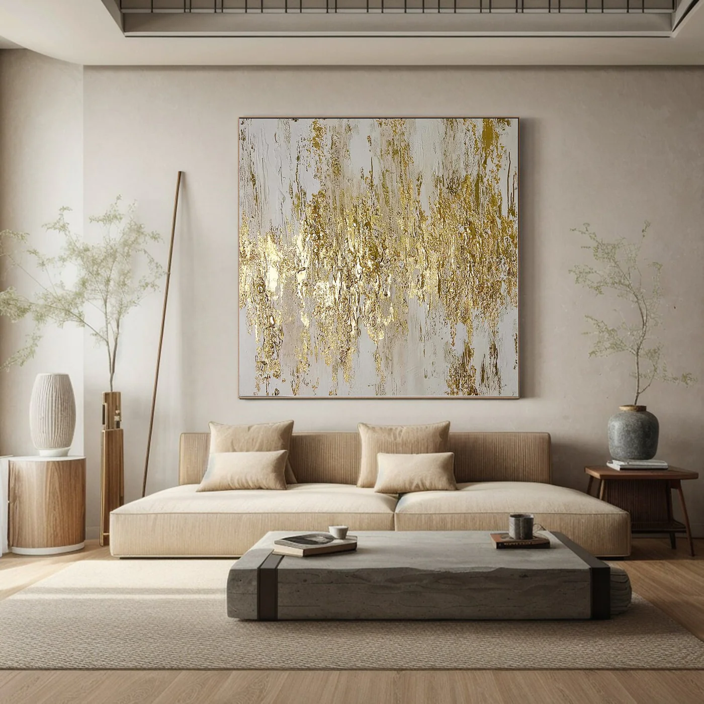 Large Gold Texture Abstract Wall Art #ART 009