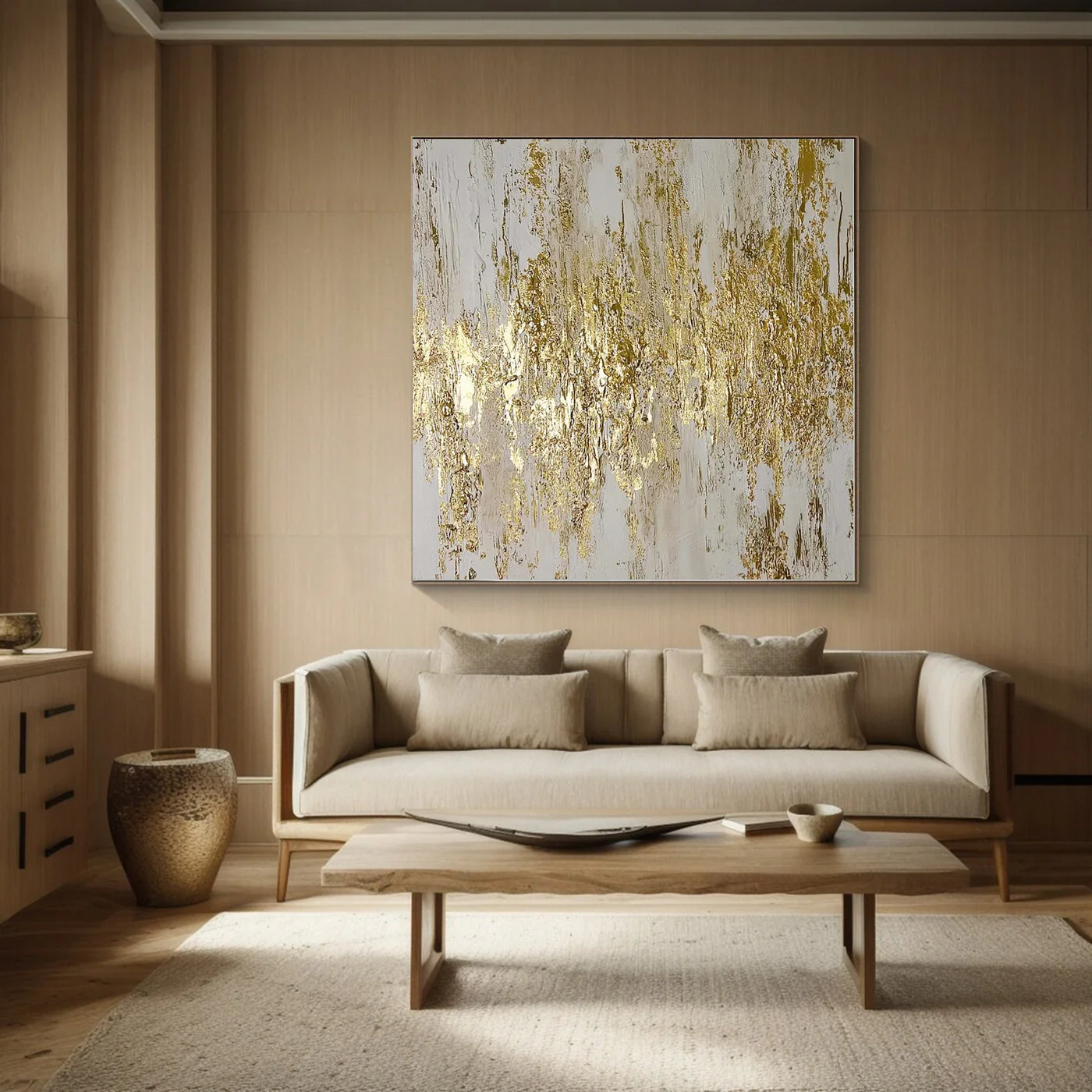 Large Gold Texture Abstract Wall Art #ART 009