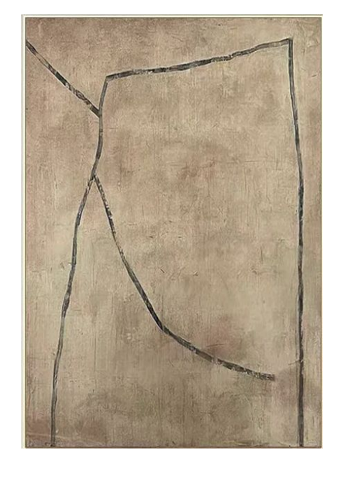 An abstract art print featuring a textured beige background