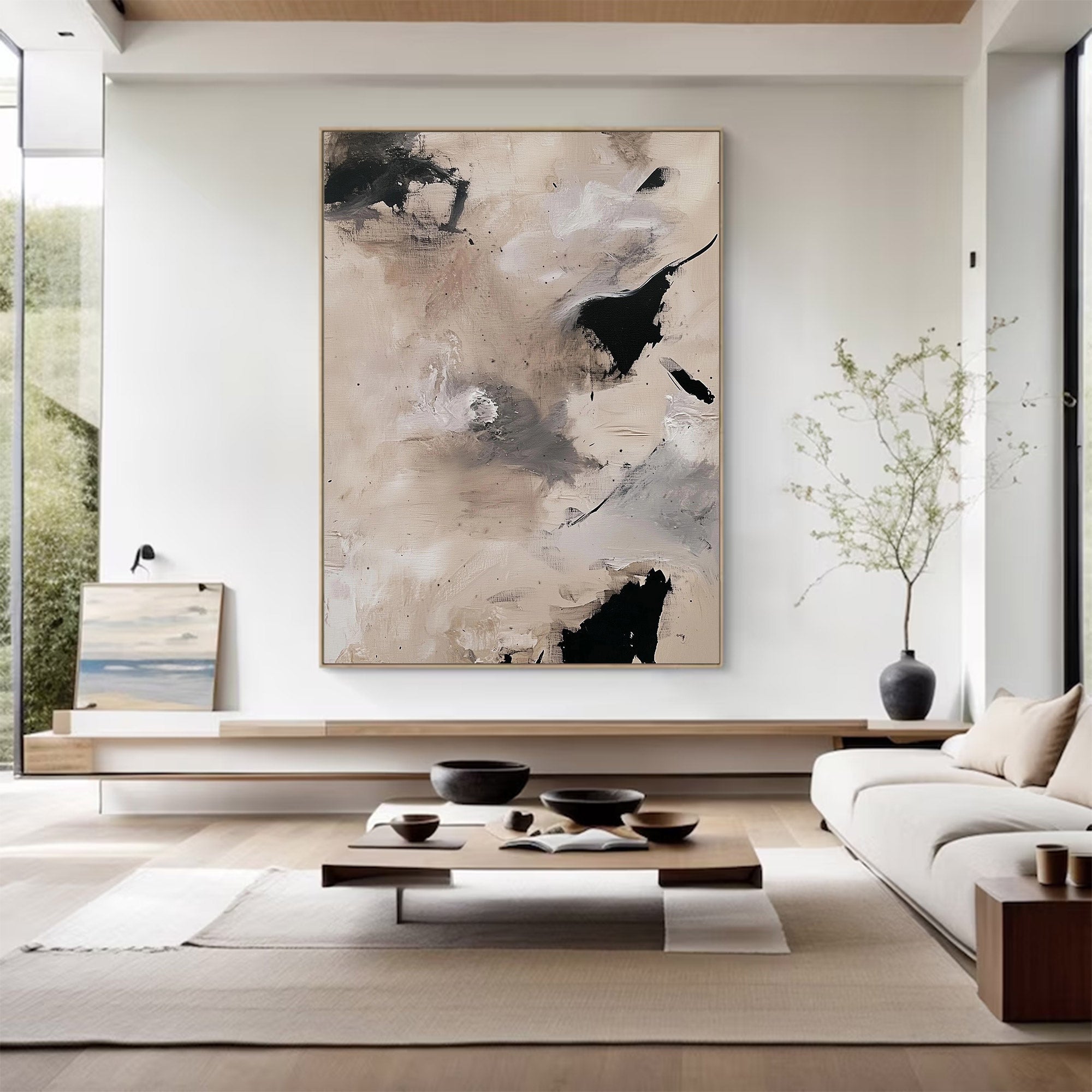 Large Abstract Neutral Expressionist Art | ArtvistaGallery  #WG 113