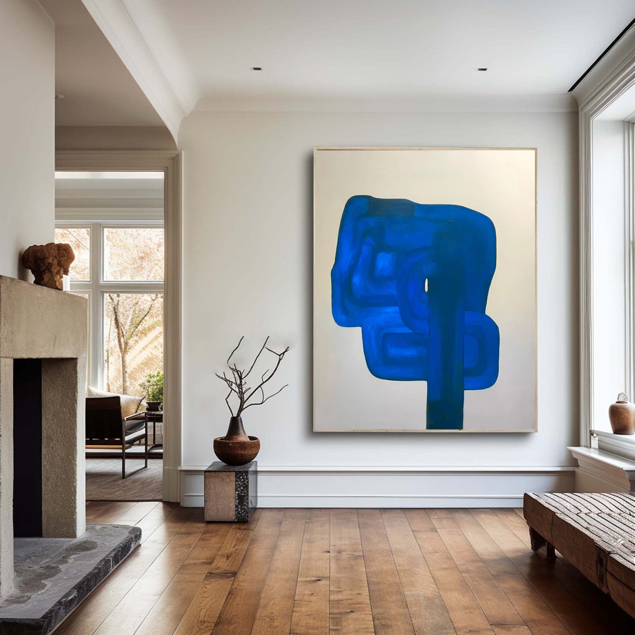 Blue Monolith: Abstract Expressionist, Vibrant Blue Canvas #BGA 119