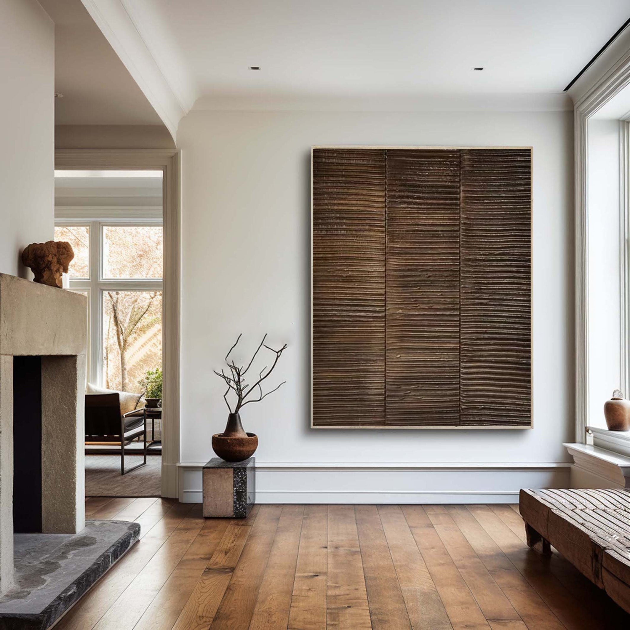 Rustic Horizon: Organic Wood Art, Textured Wall Decor #BGA 118