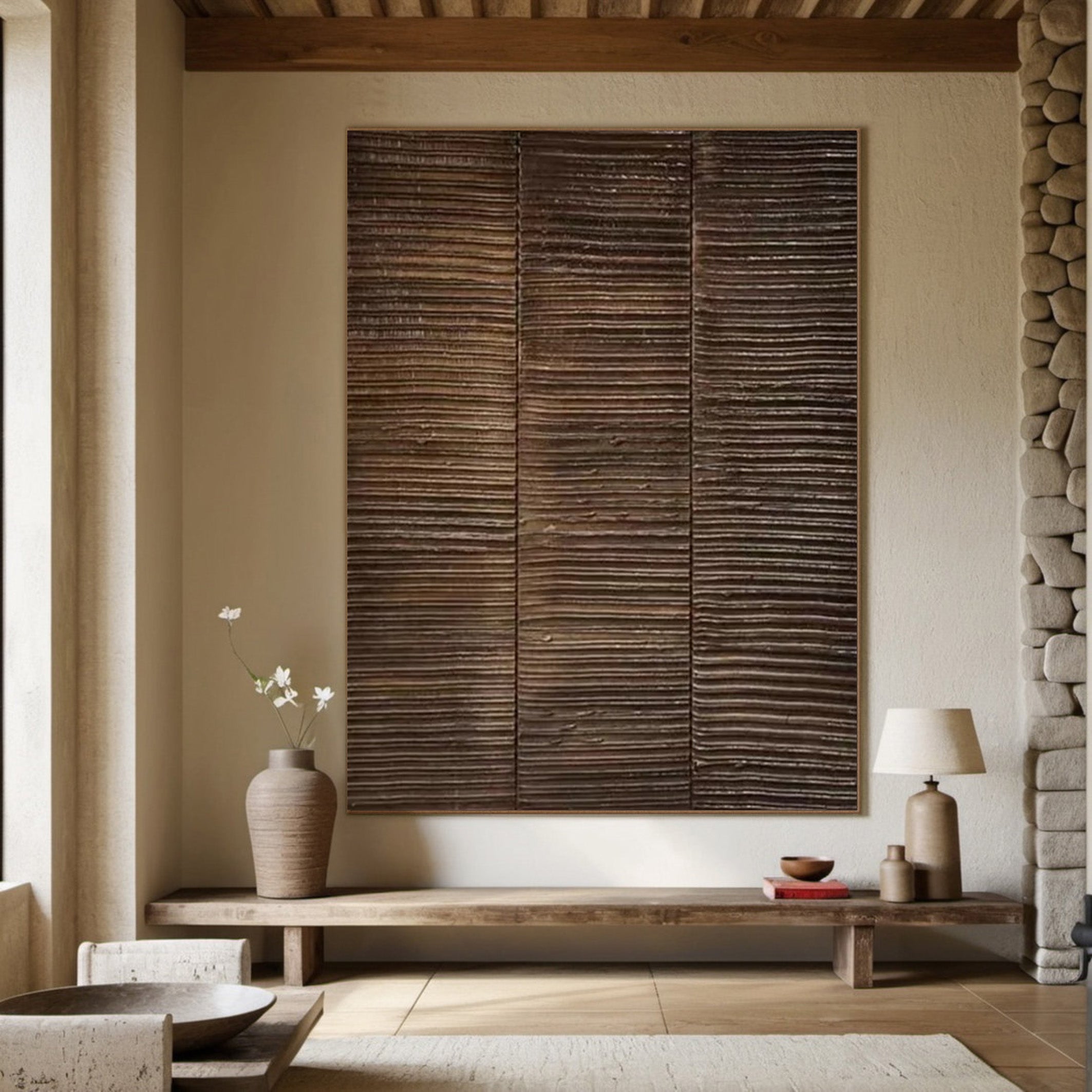 Rustic Horizon: Organic Wood Art, Textured Wall Decor #BGA 118